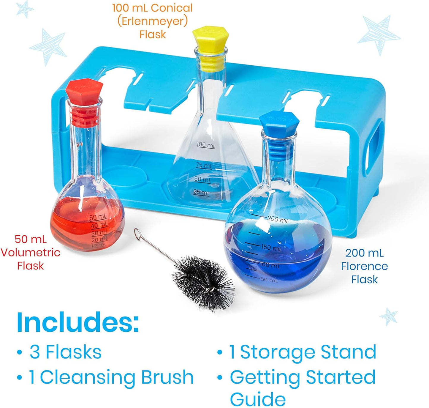 Hand2Mind Starter Science Measuring Flask Set - Plastic Beakers 100