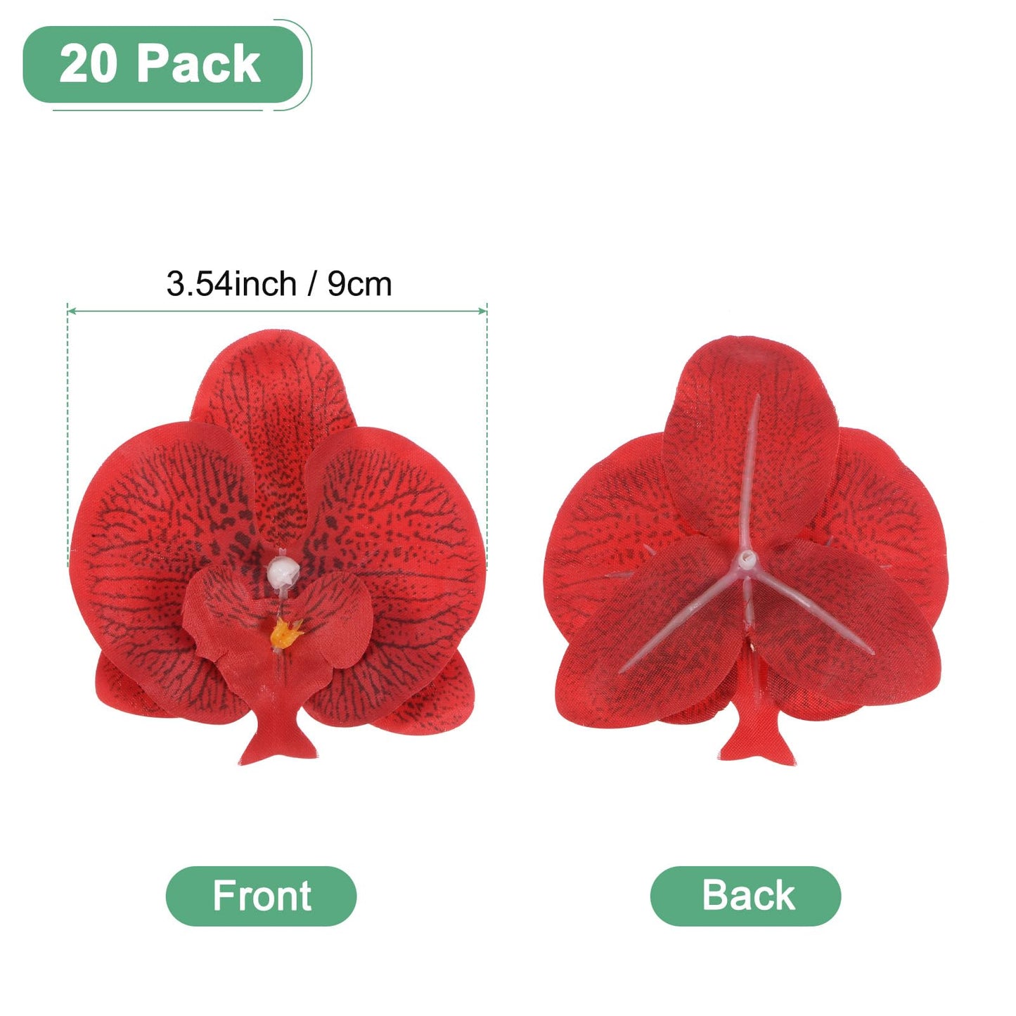 M METERXITY 20-Pack Artificial Orchid Flower Heads, Silk Faux Butterfly Flowers Head for Wedding/Bouquet/Bridal/Party Decor, Fake Phalaenopsis Petals Bulk [2.76 Inch, Dark Purple] BST220