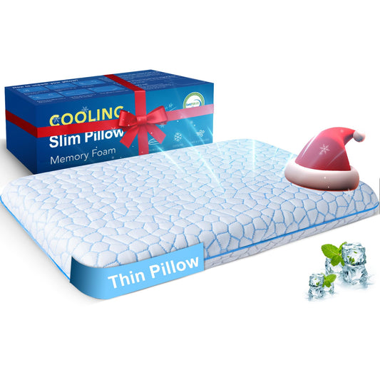 SUPA MODERN Stomach Sleeping Pillows for Back & Stomach Sleeper, Flat Soft Pillows for Sleeping Thin Memory Foam Pillow,Cooling Ultra Low Profile Memory Foam Pillow 1.75-Inches