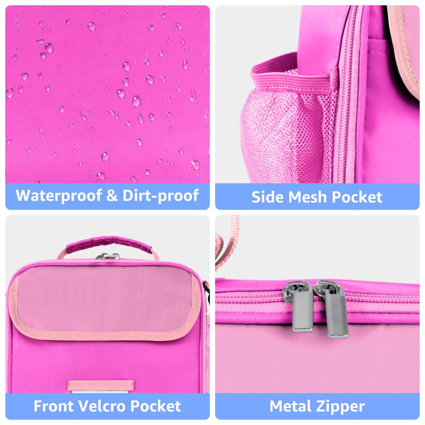 Lunch Bag for Kids Insulated Lunch Boxe for Boys Girls Small Reusable Cooler Tote Lunchbag Back to School Cute Lunchbox for Teens (light blue) WN420