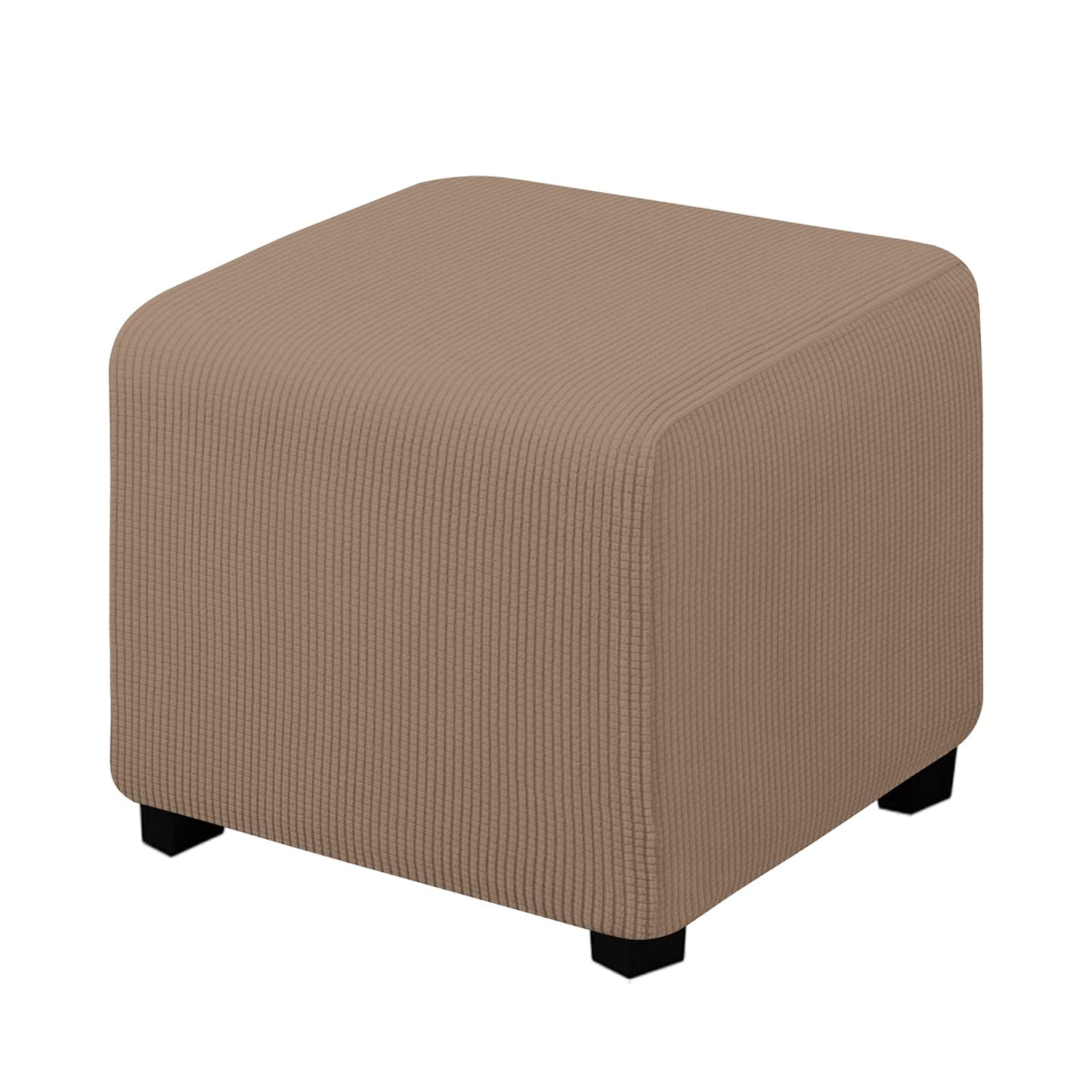 Easy-Going Stretch Square Ottoman Cover 15x15x15inch Dark Blue | Folding Storage Footstool cover Furniture Protector Soft Rectangle slipcover with Elastic Bottom BST202