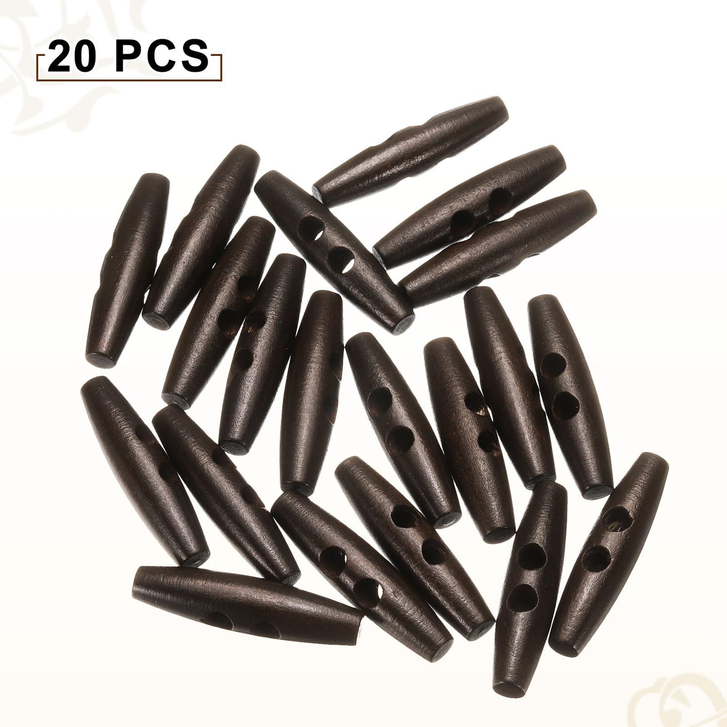 HARFINGTON 60mm / 2.4" Wooden Toggle Buttons 20pcs 2-Hole, Maroon | Wood Olive Sewing Buttons Horn Oval Buttons Sewing Accessories for Coat Sweaters Clothing DIY Craft BST326L