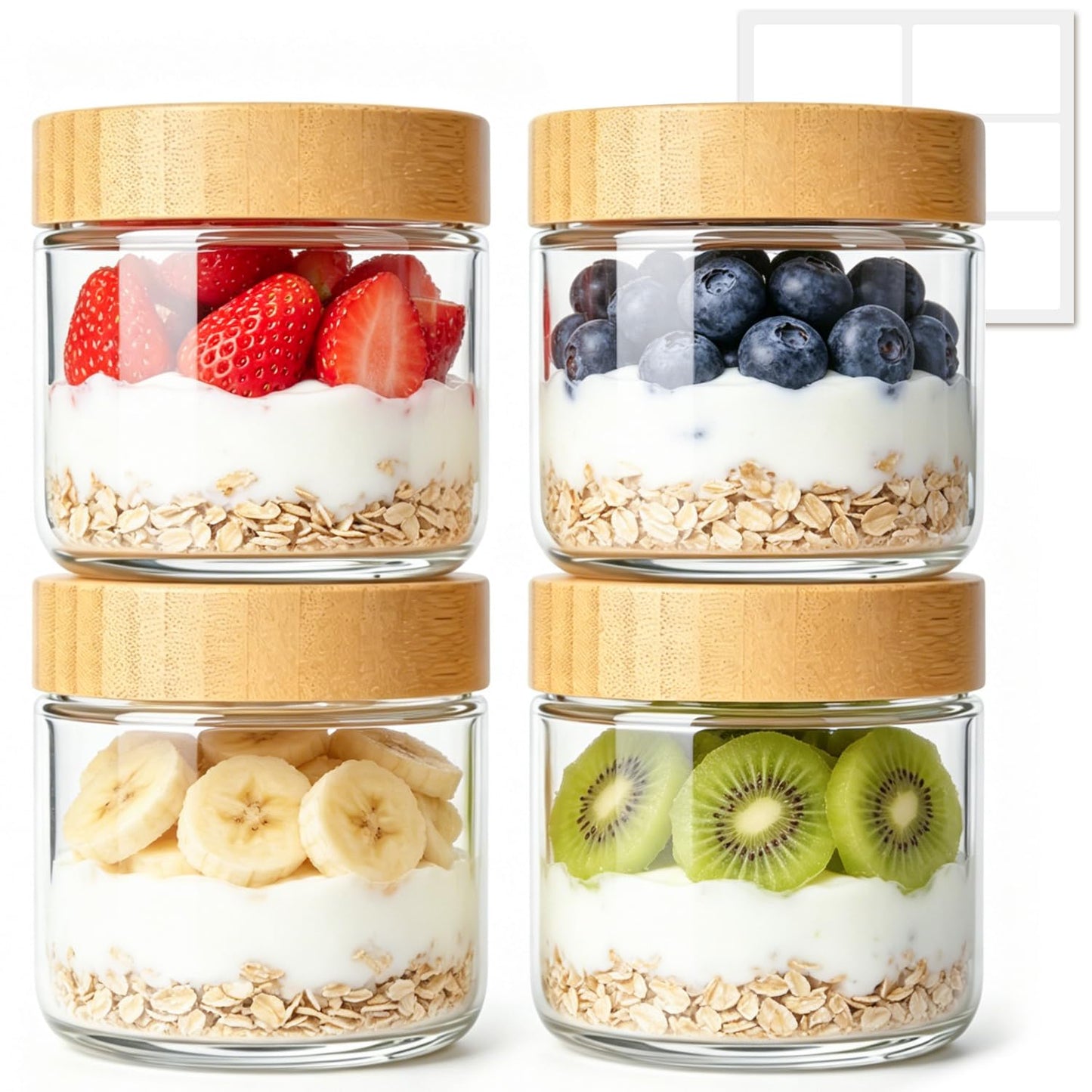 ComSaf Glass Storage Containers With Lids 0.5 Qt, 6 Pack Small Glass Jars | Small Glass Containers, Spice Jar 15oz, Candy, Family Snack Storage, Coffee Bar Organization, Size For Subpackage, BPA Free BST220