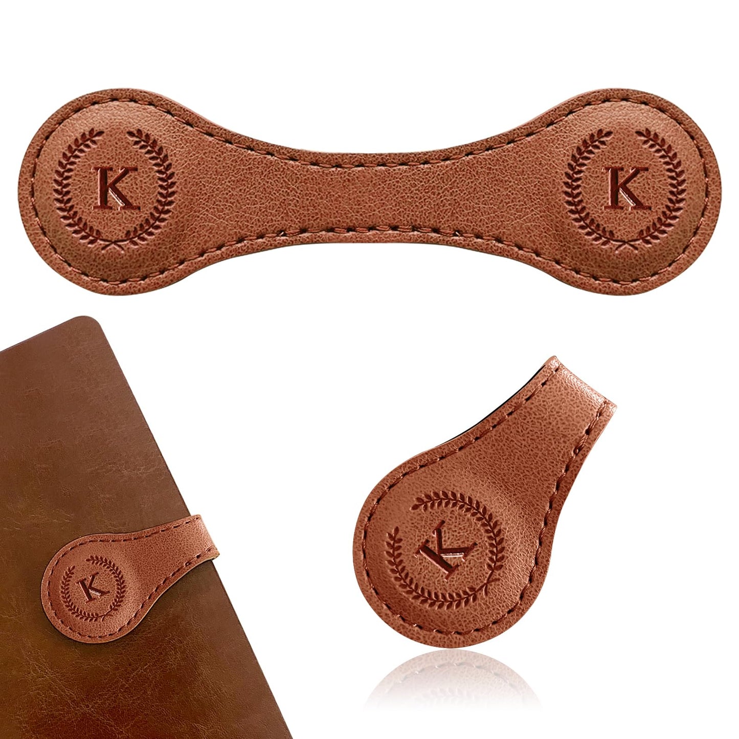Handmade Personalized Leather Magnetic Bookmark - Custom Initial Letter Design with 26 Alphabet Choices - Durable Bookmark for Readers, Book Lovers, Women & Kids BST202