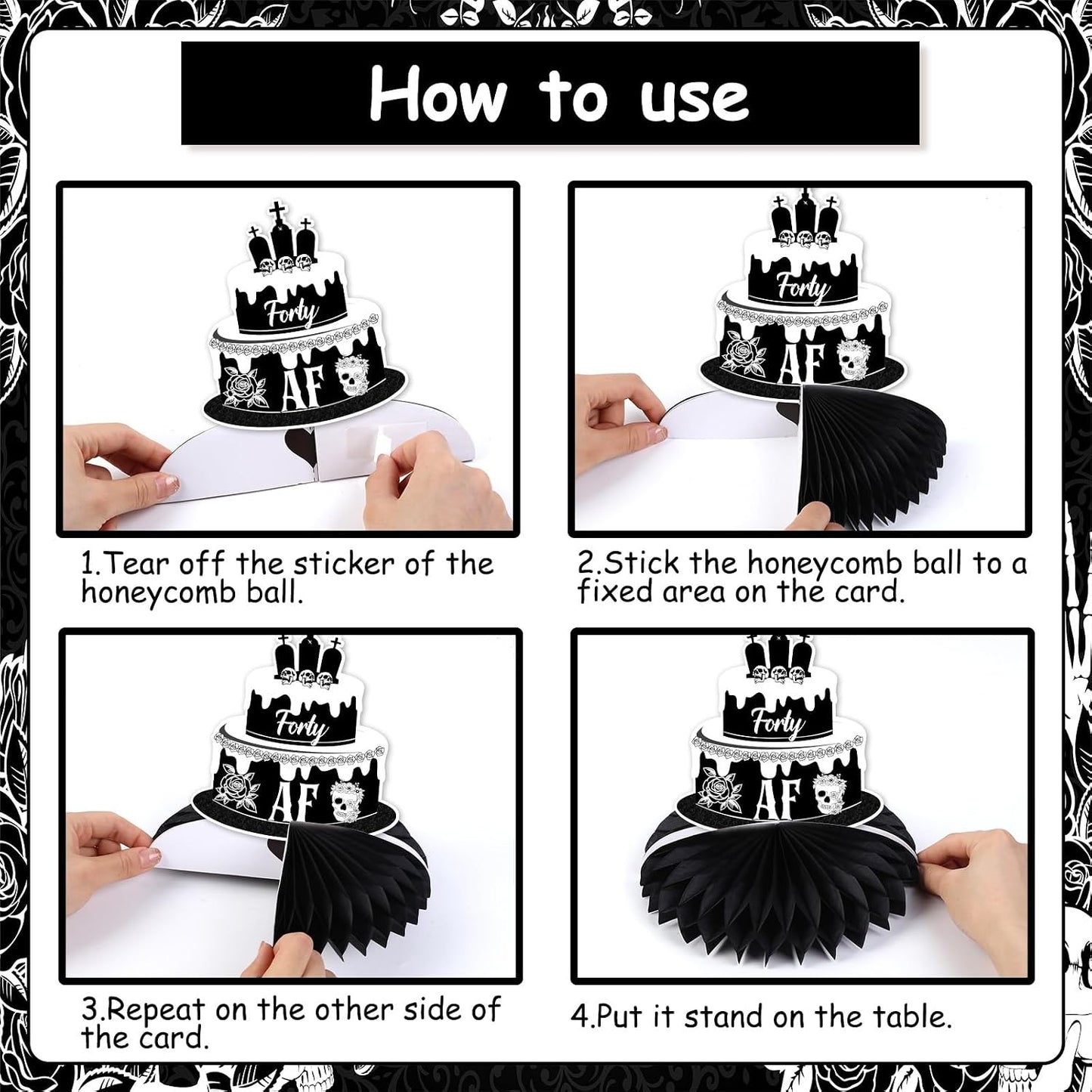 Death to My 30s Honeycomb Centerpieces Black Gothic 40th Birthday Decor | Rip to My 30s Honeycomb Centerpieces Table Gothic 40th Birthday Decoration for women 40th Birthday Party Supplies BST202