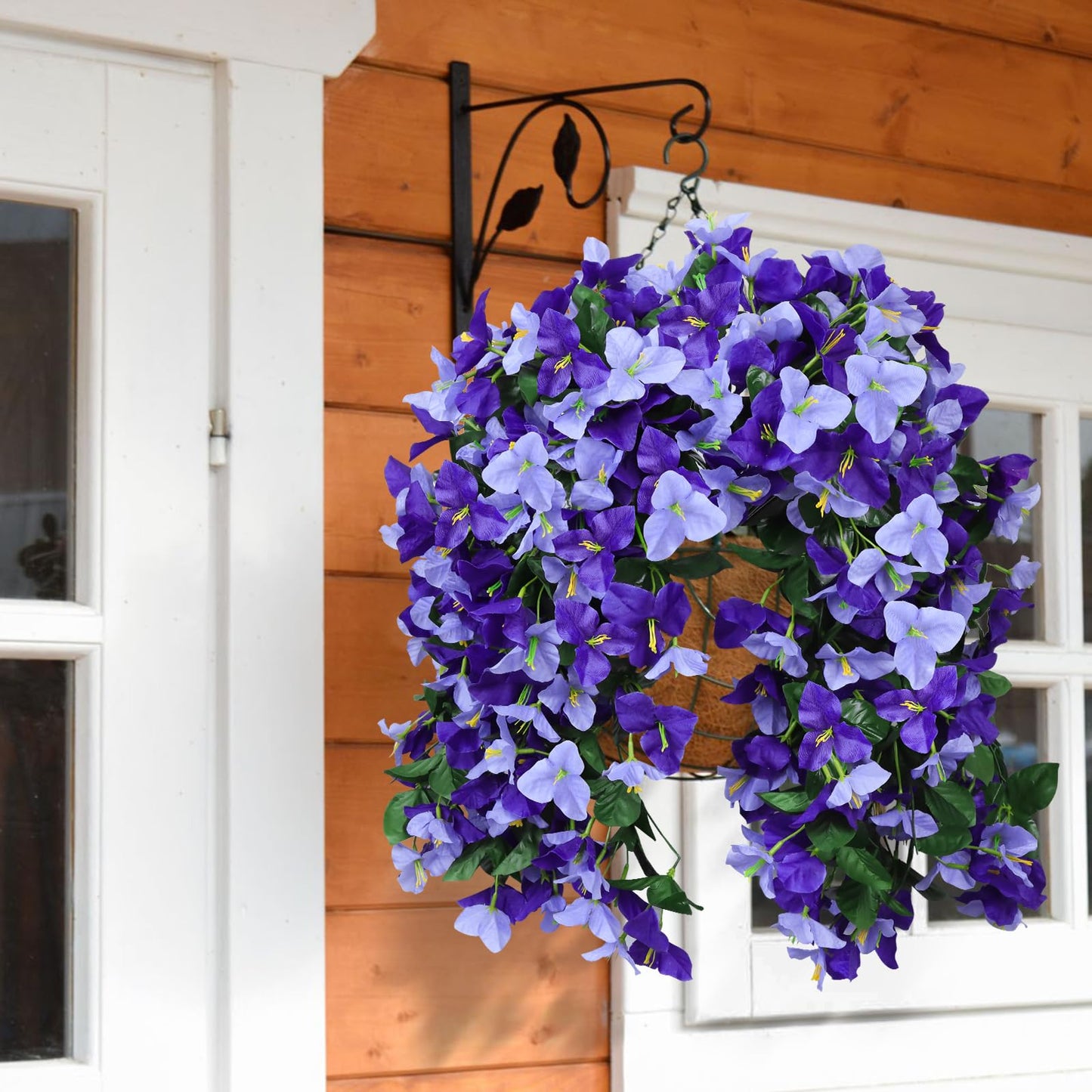2 Pack Artificial Bougainvillea Flowers for Outdoors Decorations, Fake Hanging Plants, Faux Outside Flowers UV Resistant for Baskets Home Front Door Porch Patio Balcony Yard(Hot Pink) BST202