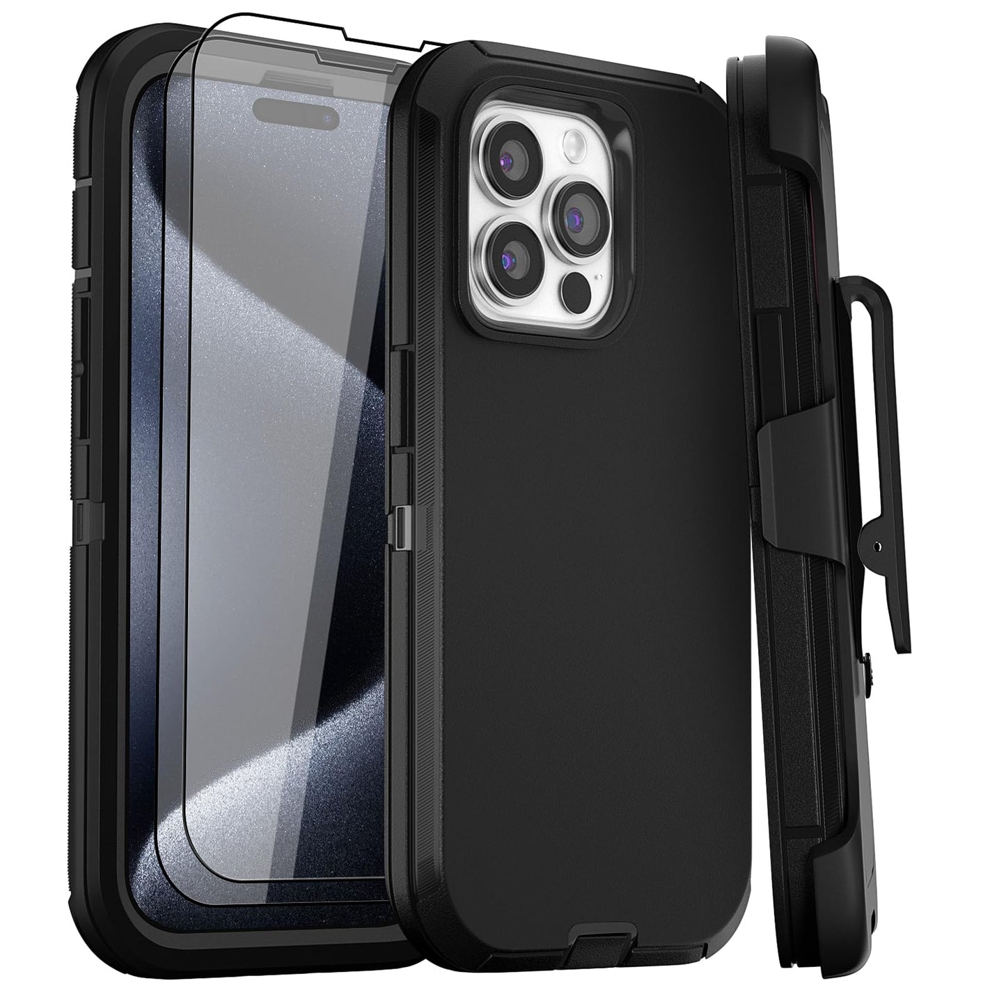 for iPhone 11 Case with Belt Clip Holster Kickstand & 2 Screen Protector, Full Protection Heavy Duty Phone Case, Shockproof Drop-Proof Durable Cover 6.1" [Black+Clip] WN420