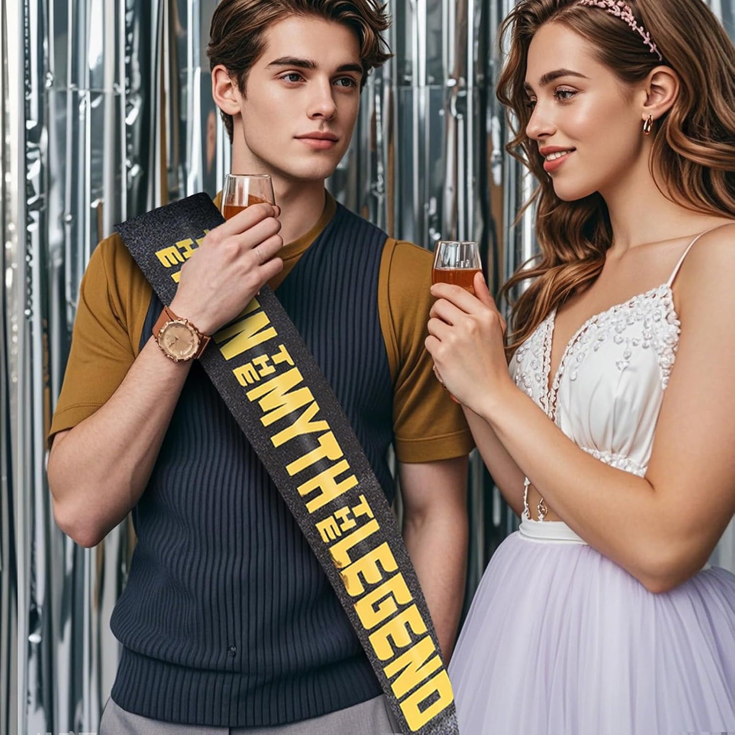 The Man The Myth The Legend Sash - Men's Birthday, Bachelor Party, Retirement, Father's Day Celebration Supplies, Groomsmen Gifts, Party Decorations & Favors BST202