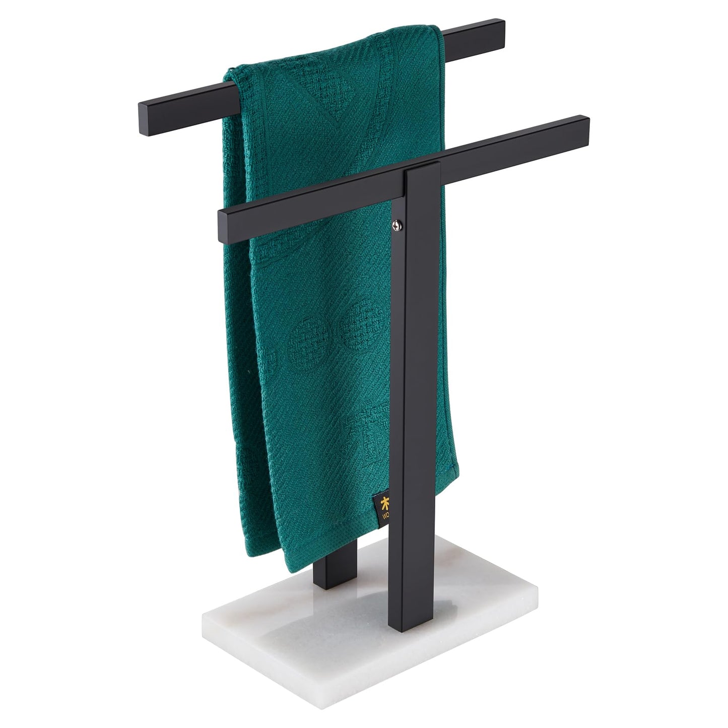 KOKOSIRI Hand Towel Holder Black Stand Towel Rack with Marble Base for Bathroom Kitchen Vanity Countertop, Stainless Steel 15.7'' Height THS0002-SM-BK BST202
