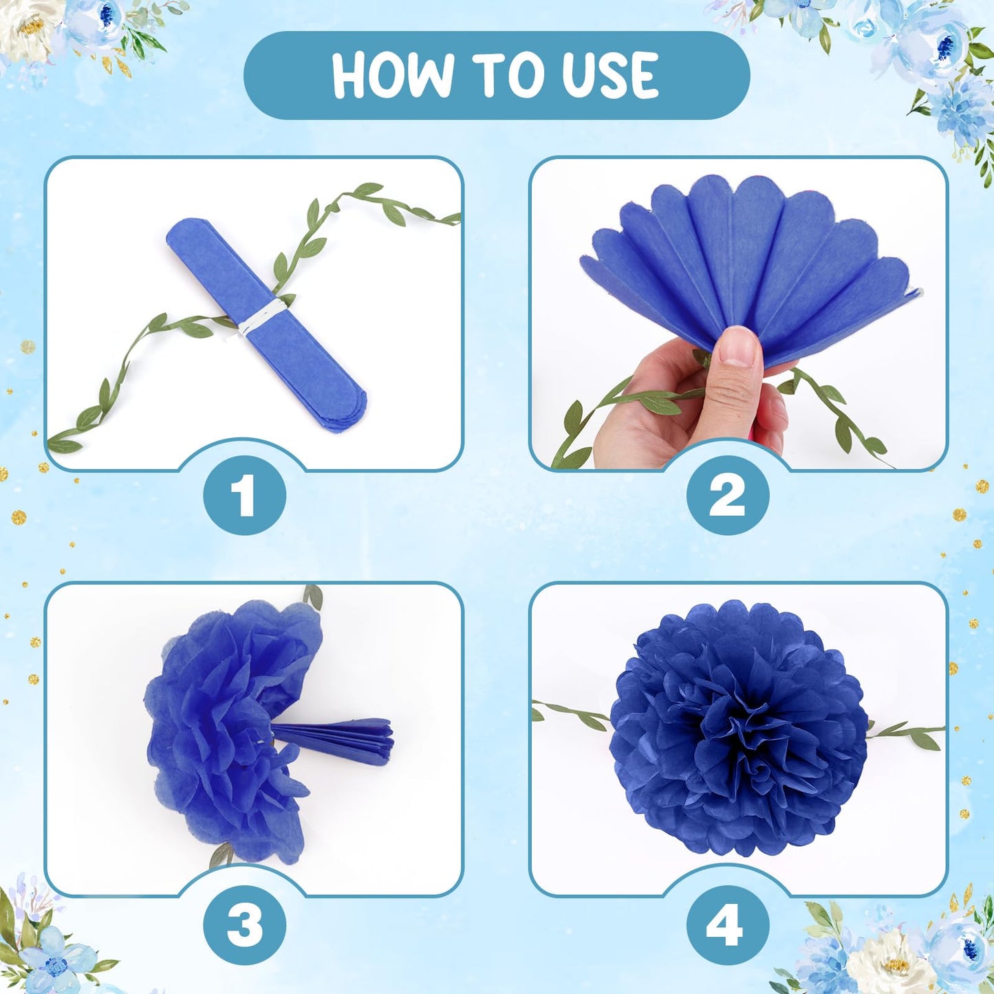kreat4joy 4pack Pink Purple Tissue Paper Pom Poms Flowers Garland Leaf Ribbon 98.42inches Pre-Strung Reusable Ceiling for Birthday Baby Shower Wedding Bridal Shower Home Event Wall Party Decoration BST220