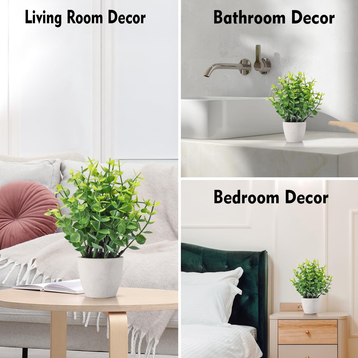 FAVOWREATH 2 Pack Small Fake Plants Potted Artificial Plants Indoor for Home Decor Office Room Farmhouse Indoor Table Bathroom Decor BST220