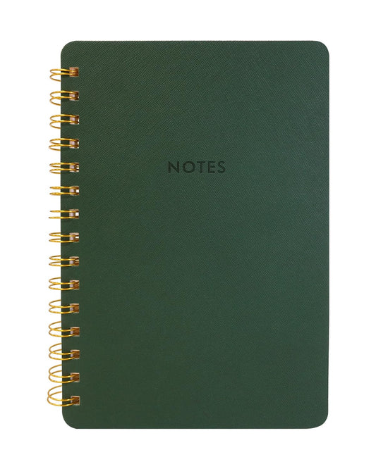 CAIYI STUDIO A5 Lined Spiral Journal Notebook, 160 Pages 100 GSM Thick Paper, 5.7 x 8.2 inches College Ruled Notebook, Double-Wire/Faux Leather Cover/Inner Pocket (Jasper) WN420
