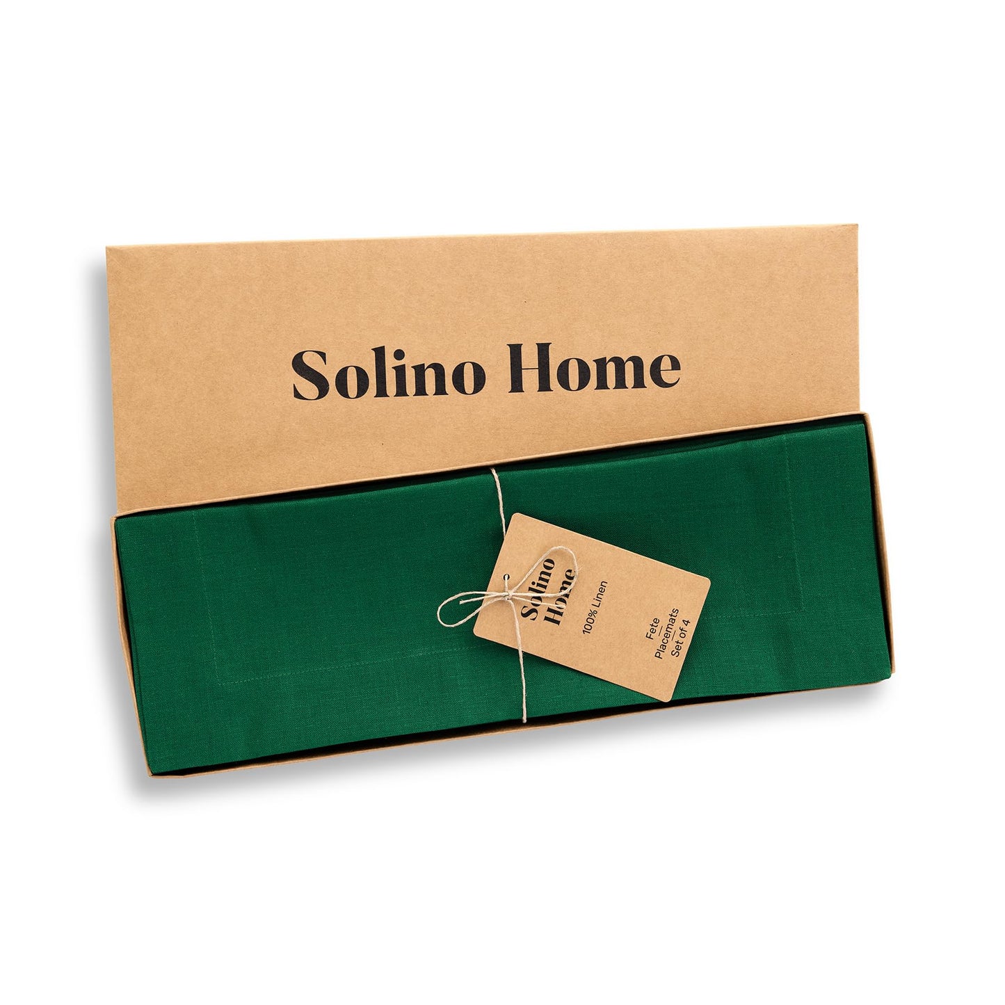 Solino Home 100% Linen Square Placemats White, Fete 14 x 14 in, Set of 4 | Square Table Mats square place settings for daily and festive dining; neatly mitered corners; Pure Linen; OEKO-TEX Certified BST326SOLH
