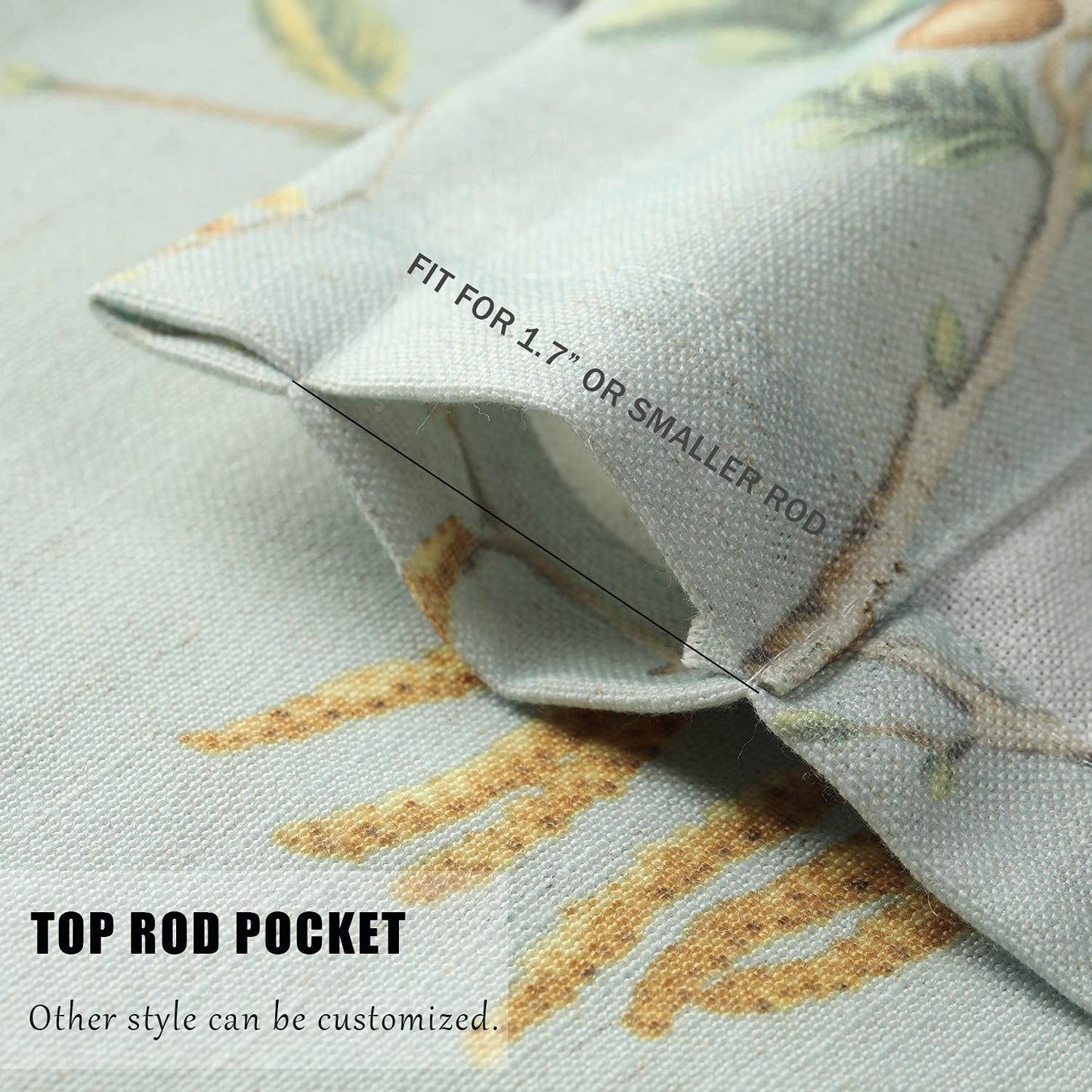 Leeva Tie Up Valance for Windows, Elegant Birds Pattern Light Filtering Window Treatment Valances for Bedroom Kitchen, One Panel, 52 x 18, Light Blue BST220
