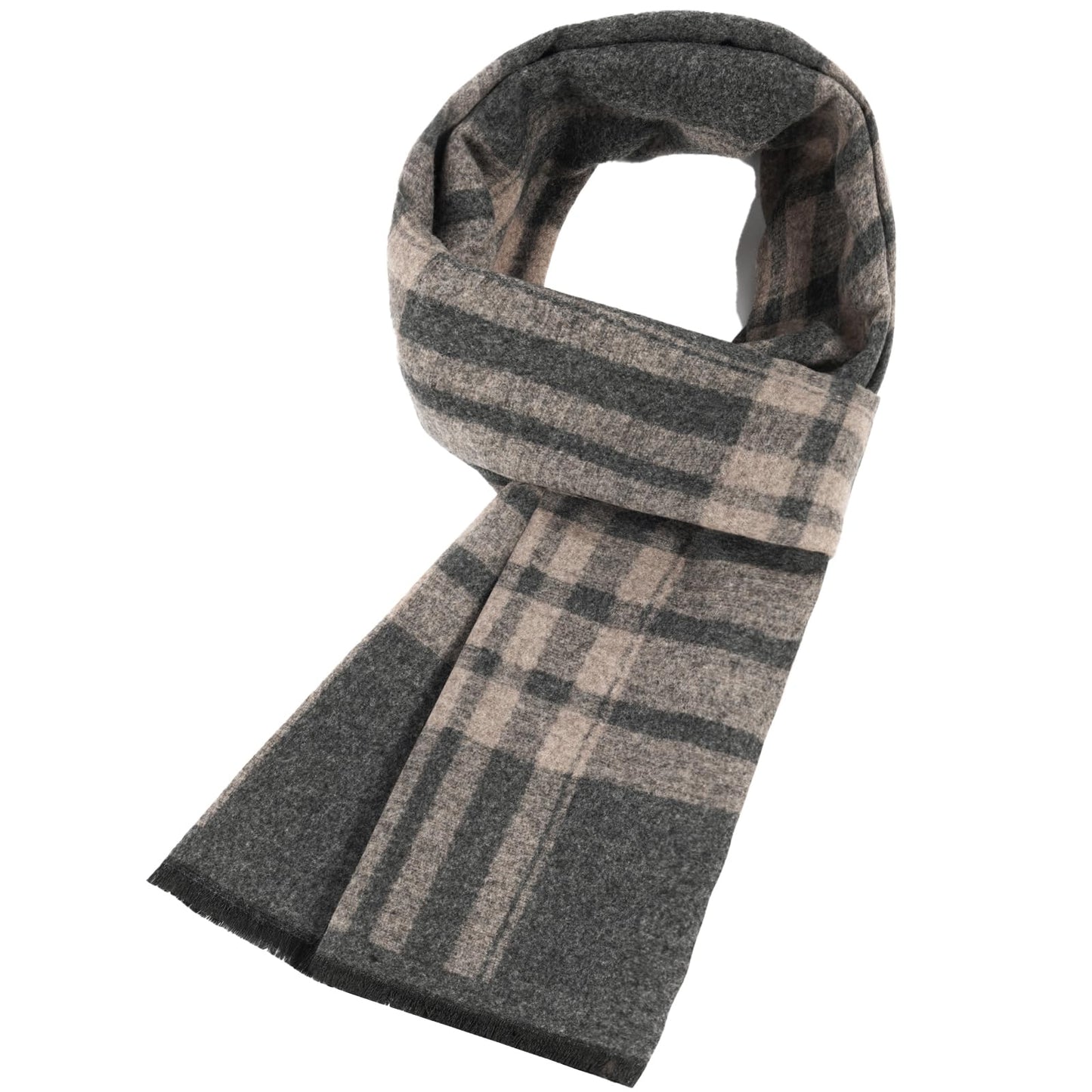 Mens Winter Scarf Cashmere Feel Warm Scarves Long Plaid Tassel Scarf for Men WN420
