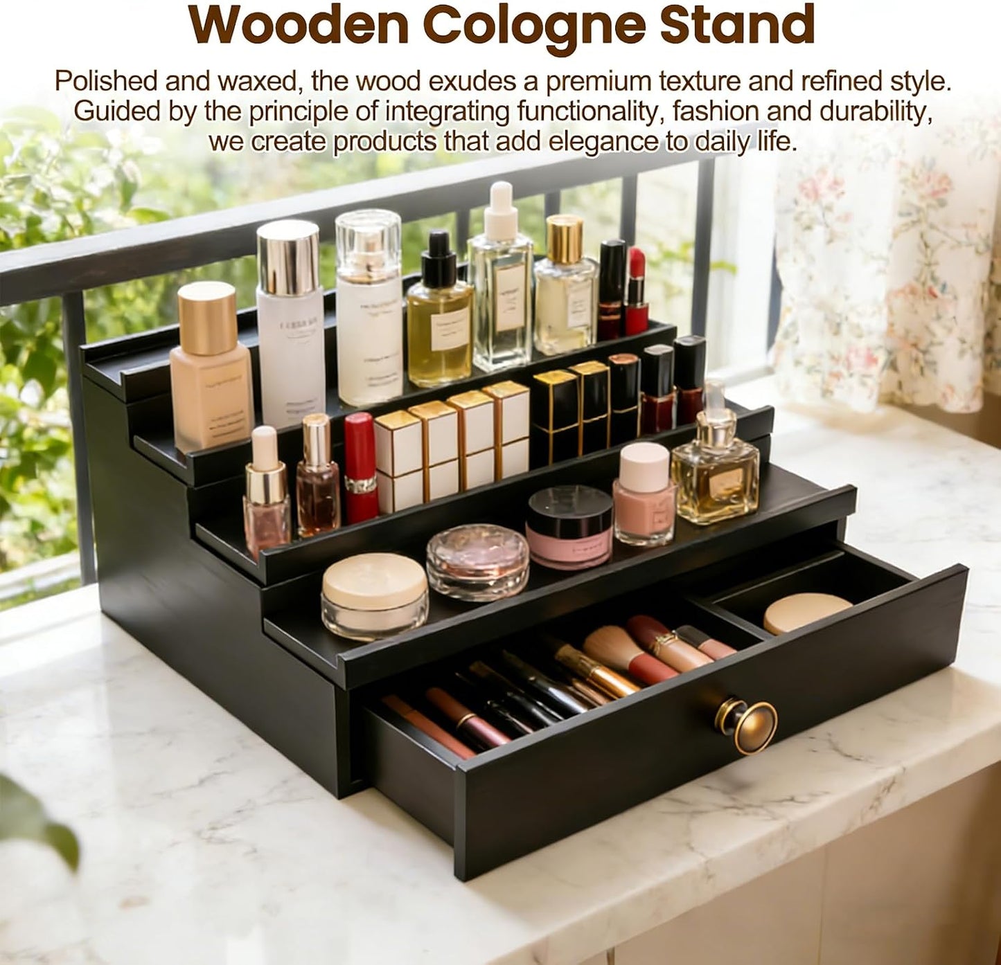 4 Tier Wooden Perfume Stand Cologne Jewerly Organizer BST220