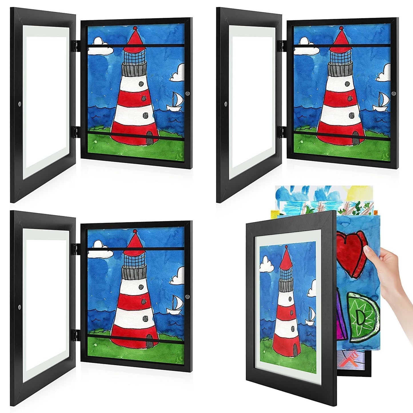 Golden State Art, 8.5x11 Kids Art Frames, Front-Opening Picture Frame Great for Kids Drawings, Artworks, Children Art Projects, Schoolwork, Home or Office (Walnut, Set of 2) BST220