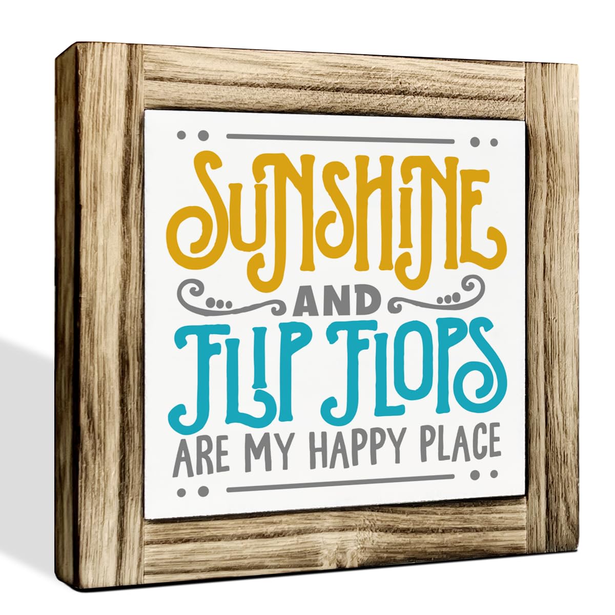 Inspirational Decor Signs, Lemon Summer Decoration, Positive Home Bar Decors, Rustic Kitchen Decors for Shelf, Wood Box Sign Desk Decor, When Life Gives You Lemons Make Lemonade Sign 5.9×5.9inches BST220