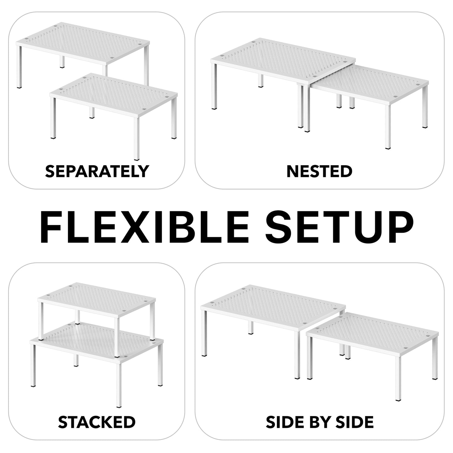 Simple Houseware Expandable Stackable Cabinet and Counter Shelf Organizer with Steel Surface, 9" D x 12.75" W x 5.9" H, Bronze
