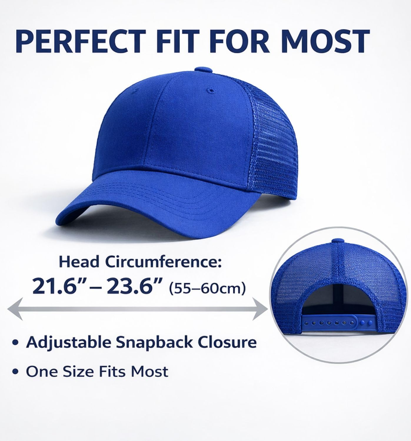 MDSTYLE Trucker Hat for Men Women, Mesh Back Snapback Cap, Cotton Front Adjustable Baseball Hat, Breathable Summer Outdoor WN420