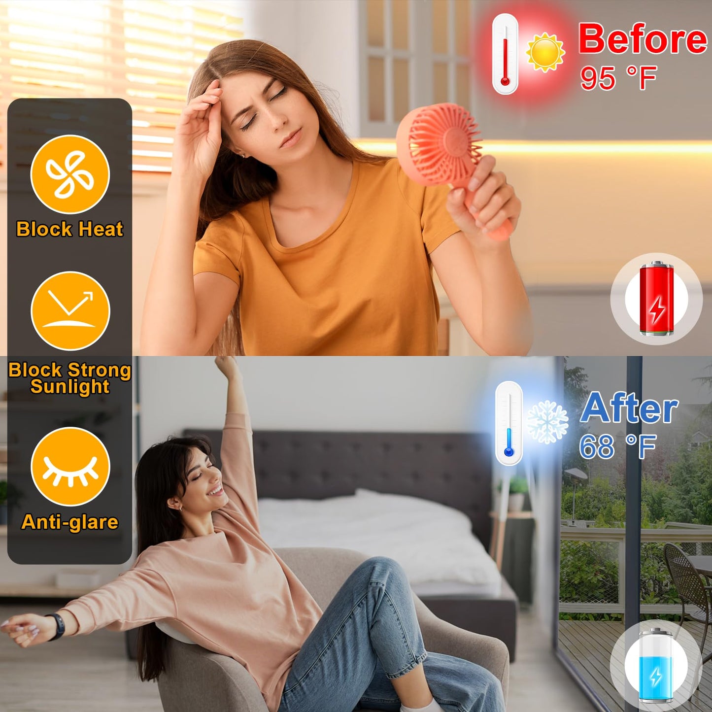 Window Privacy Film One Way Daytime Privacy Static Cling Sun Blocking Anti UV Reflective Window Tint for Home and Office, Tinted Black, 17.5 inch X 78.7 inch WN420