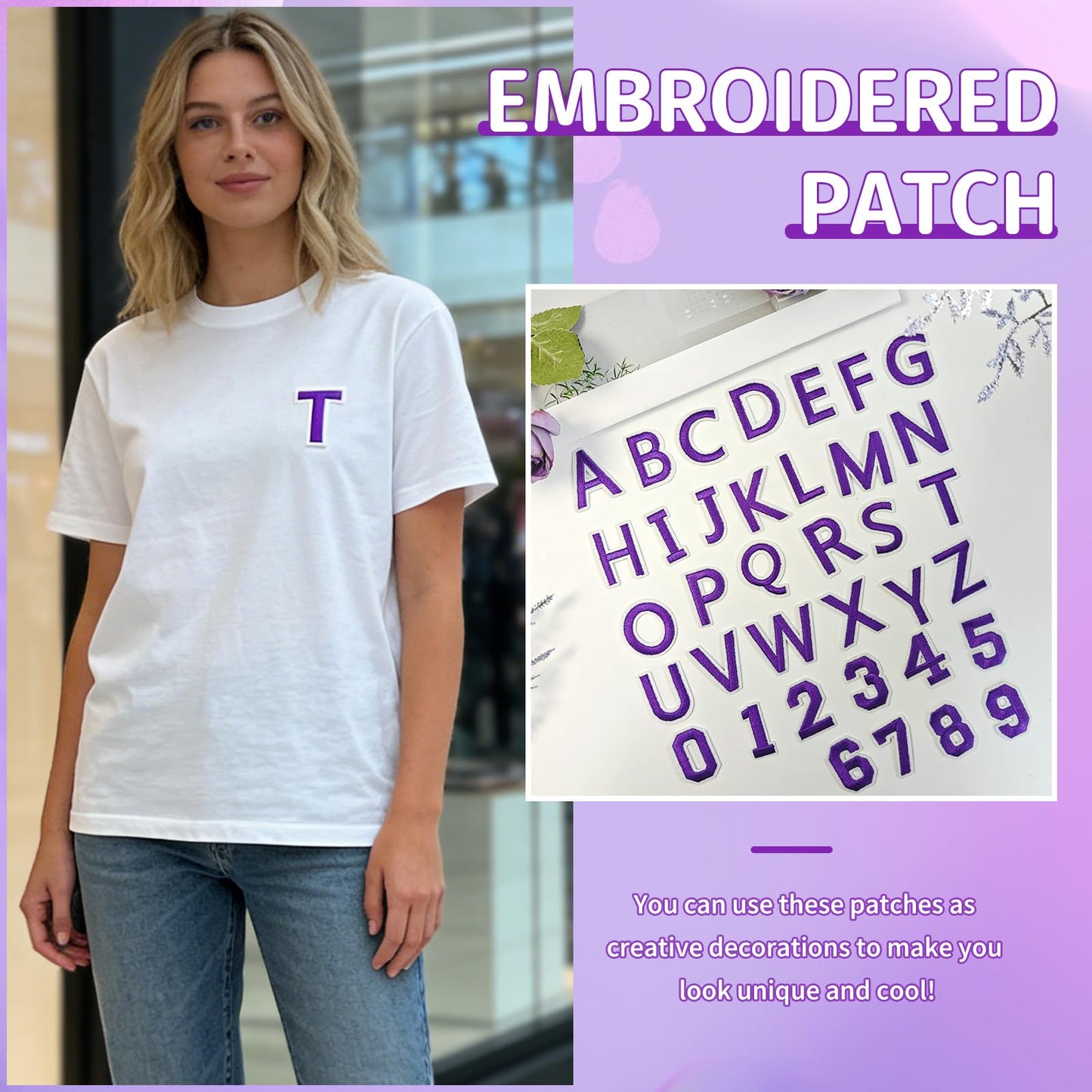 72Pcs Iron on Number and Letter Patches, Numbers 0-9, Letters A-Z Embroidered Applique Patches for Clothes, Skirts, Hats, Socks - Black BST220