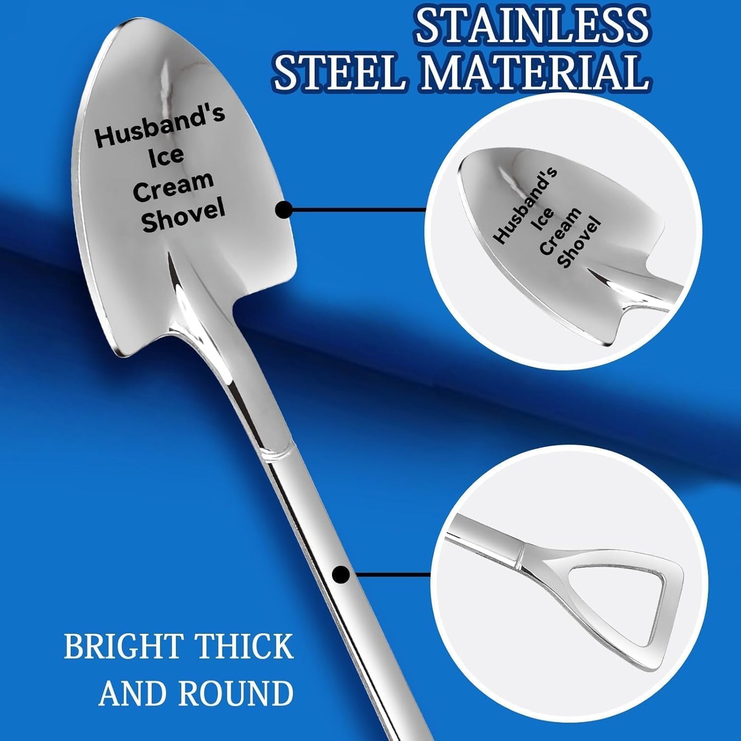 Dad Gifts - Gifts for dad from Daughter. Father Day Gifts for dad Ice Cream Spoon Scoop for Ice Cream Lovers, Father birthday Gifts Funny Engraved Stainless Steel Shovel WN420