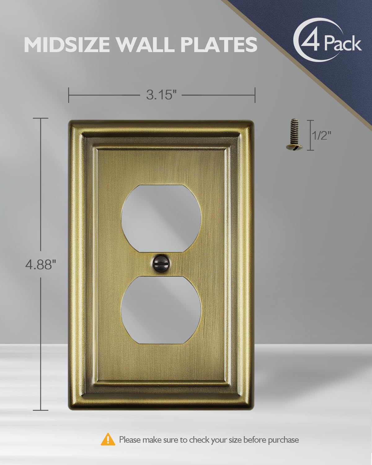 Decorative Metal Wall Plates, Switch Plates Outlet Covers (Off White/1 Decorator 4 Pack) WN420