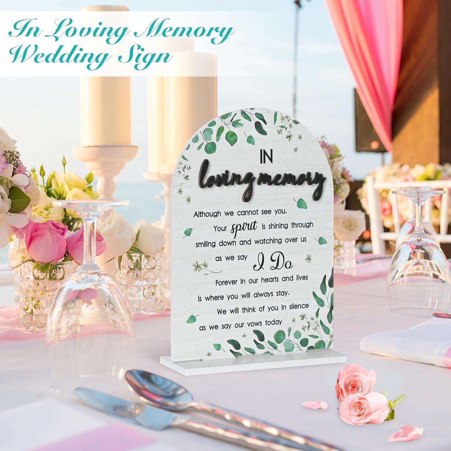 In Loving Memory Wedding Sign Rustic Wedding Memorial Sign Wooden Wedding Reception Signs for Wedding & Party Gift Ceremony Anniversaries-White WN420