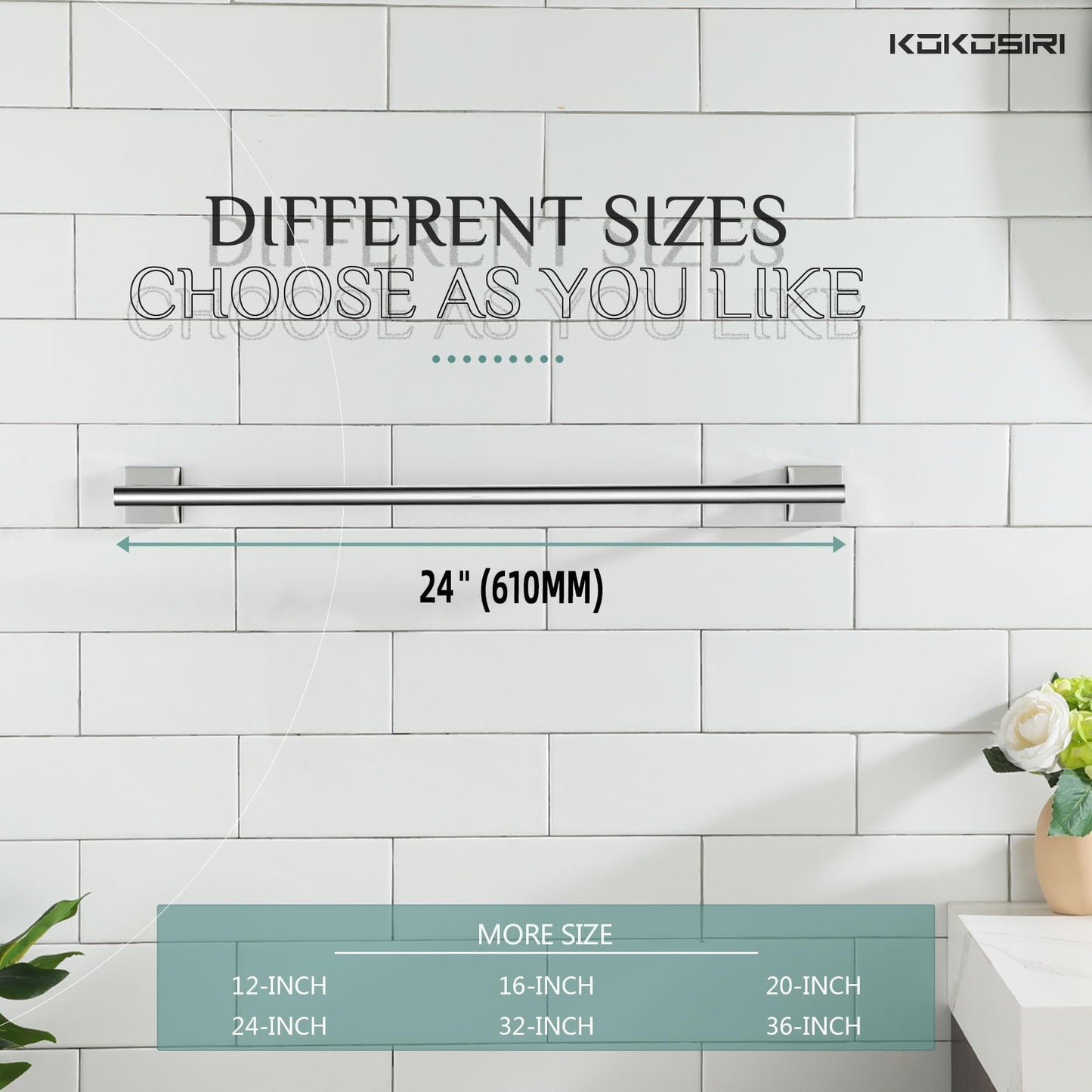 KOKOSIRI Bathroom Towel Bars 16 Inch Towel Rail Matte Black 40CM Hand Towel Holder for Bath Kitchen Wall Stainless Steel B4005BK-L16 BST202