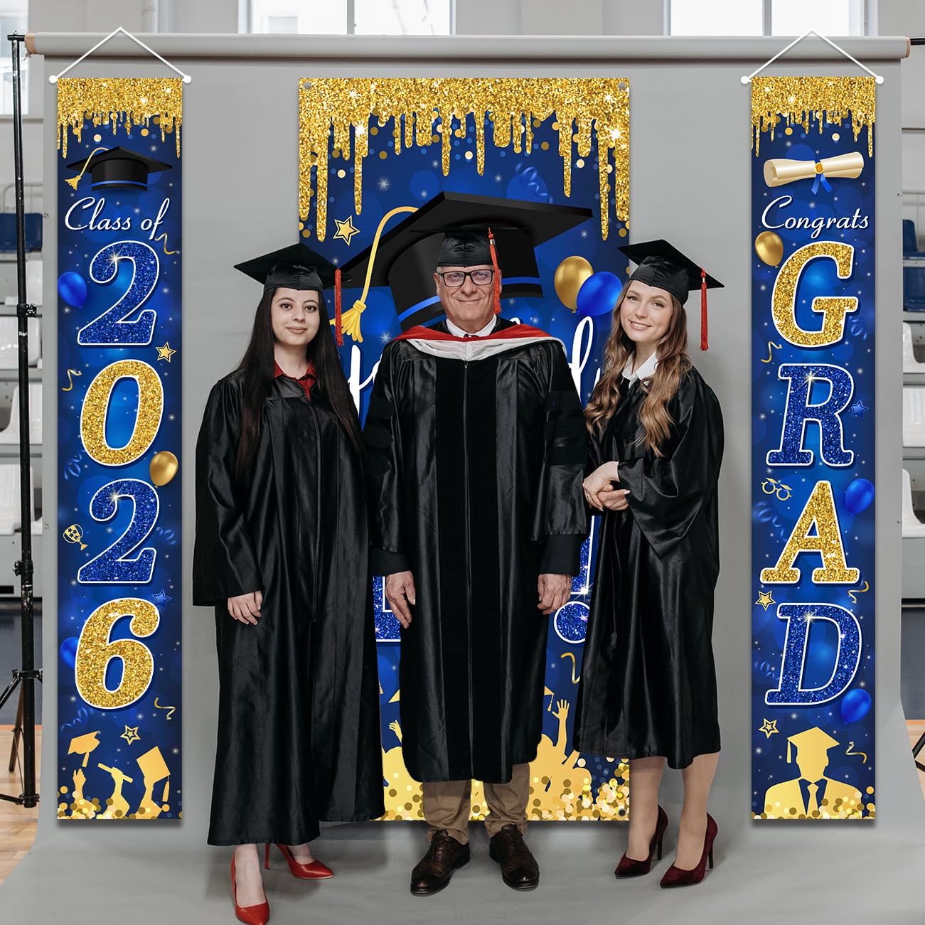 Graduation Decorations Class of 2026 Purple and Gold Congrats Grad Banner and You Did It Door Cover for High School College Graduation Party Supplies(Purple) BST326H