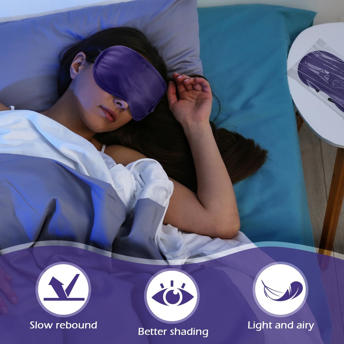 Tarpop 200 Pcs Eye Mask Sleeping Blindfold Eye Cover with Adjustable Strap for Games Party Team Building Travel Individually Wrapped Sleep Mask for Women Men (Blue)