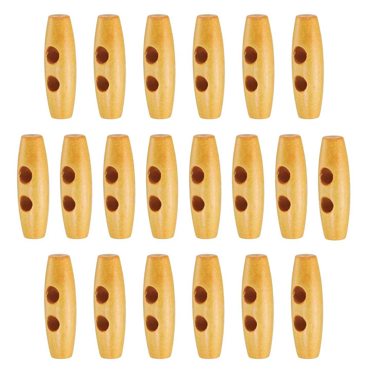 HARFINGTON 60mm / 2.4" Wooden Toggle Buttons 20pcs 2-Hole, Maroon | Wood Olive Sewing Buttons Horn Oval Buttons Sewing Accessories for Coat Sweaters Clothing DIY Craft BST326L