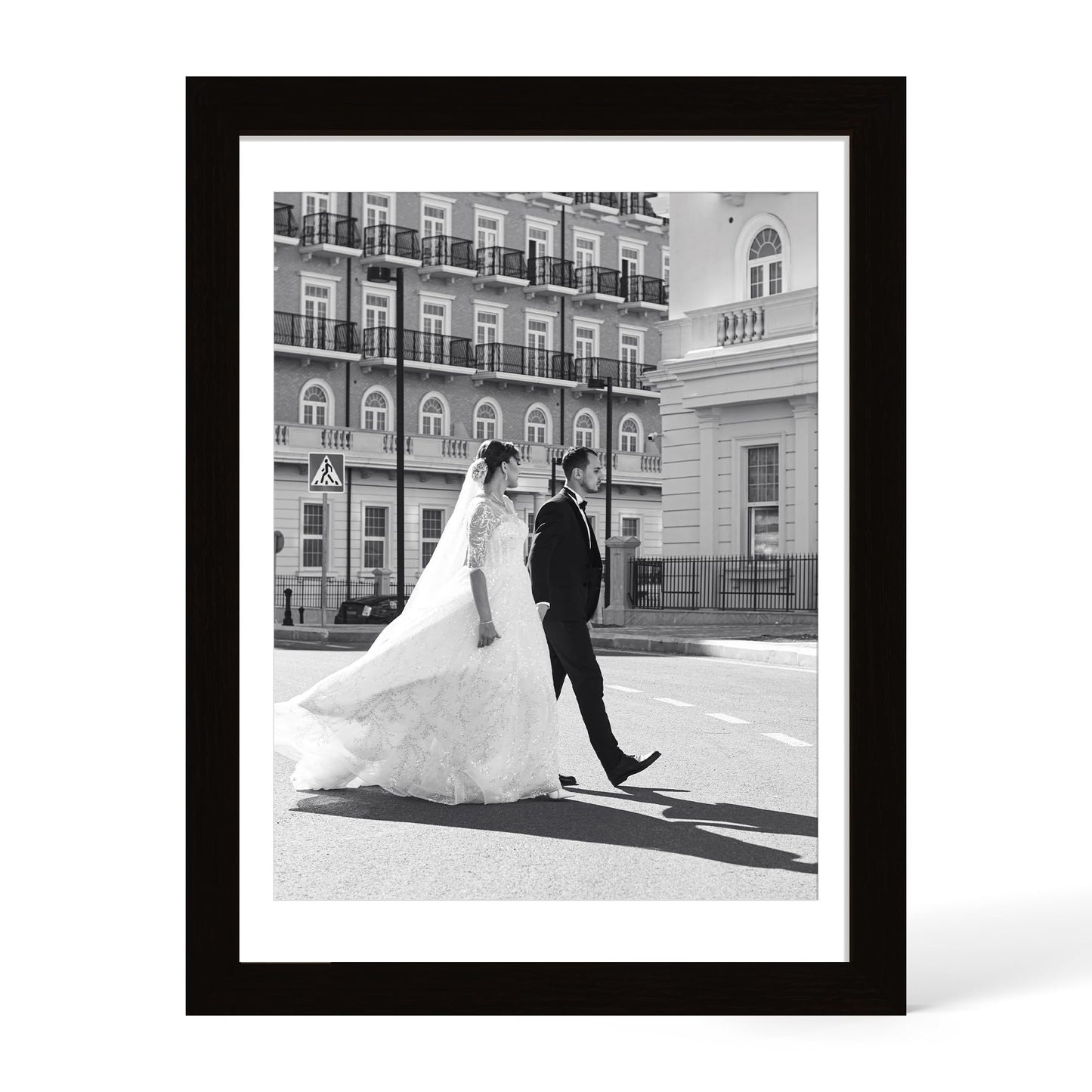 YESKAY 12x16 Picture Frame - 12 x 16 Photo Frame Made of Solid Oak Wood and Real Glass,Display Picture 4 Opening 5x7 with Mat or 12x16 Without Mat for Wall Mounting(Color Walnut) BST326H