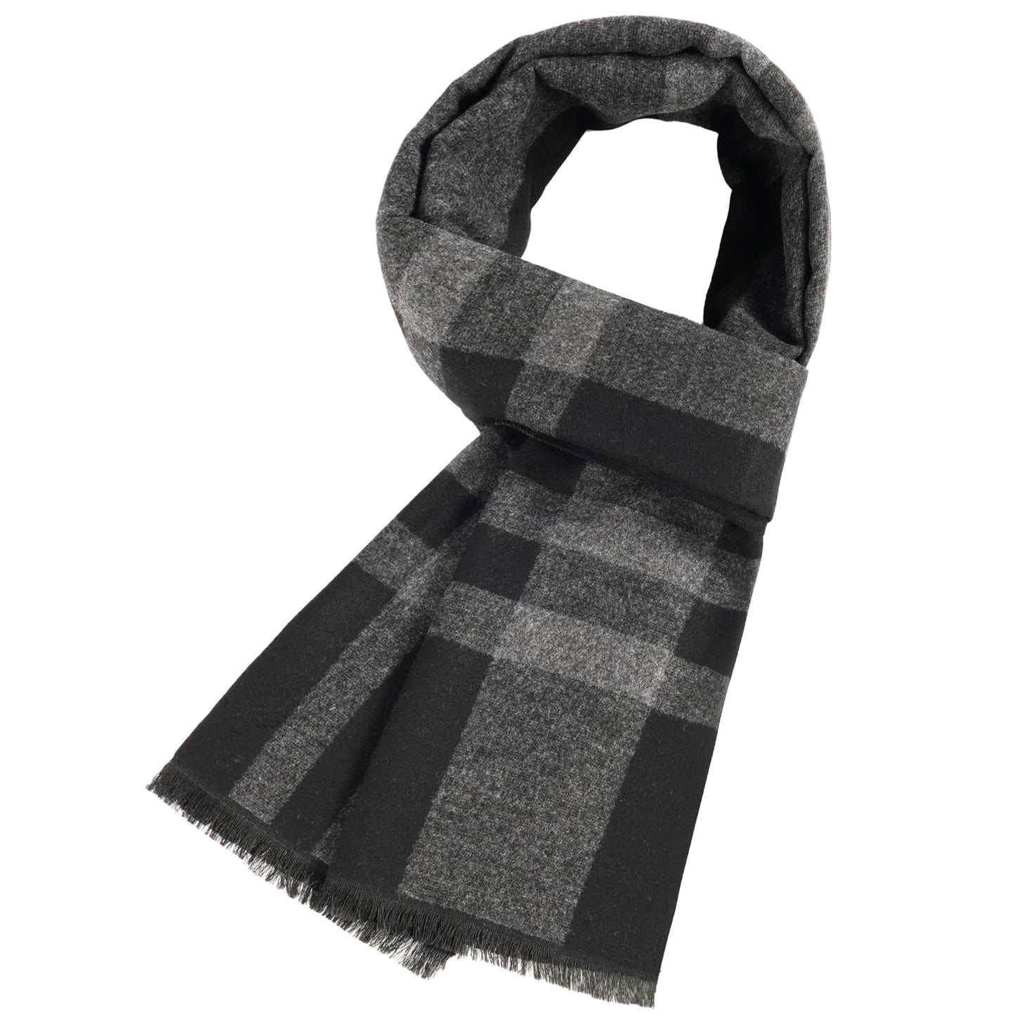 Mens Winter Scarf Cashmere Feel Warm Scarves Long Plaid Tassel Scarf for Men WN420