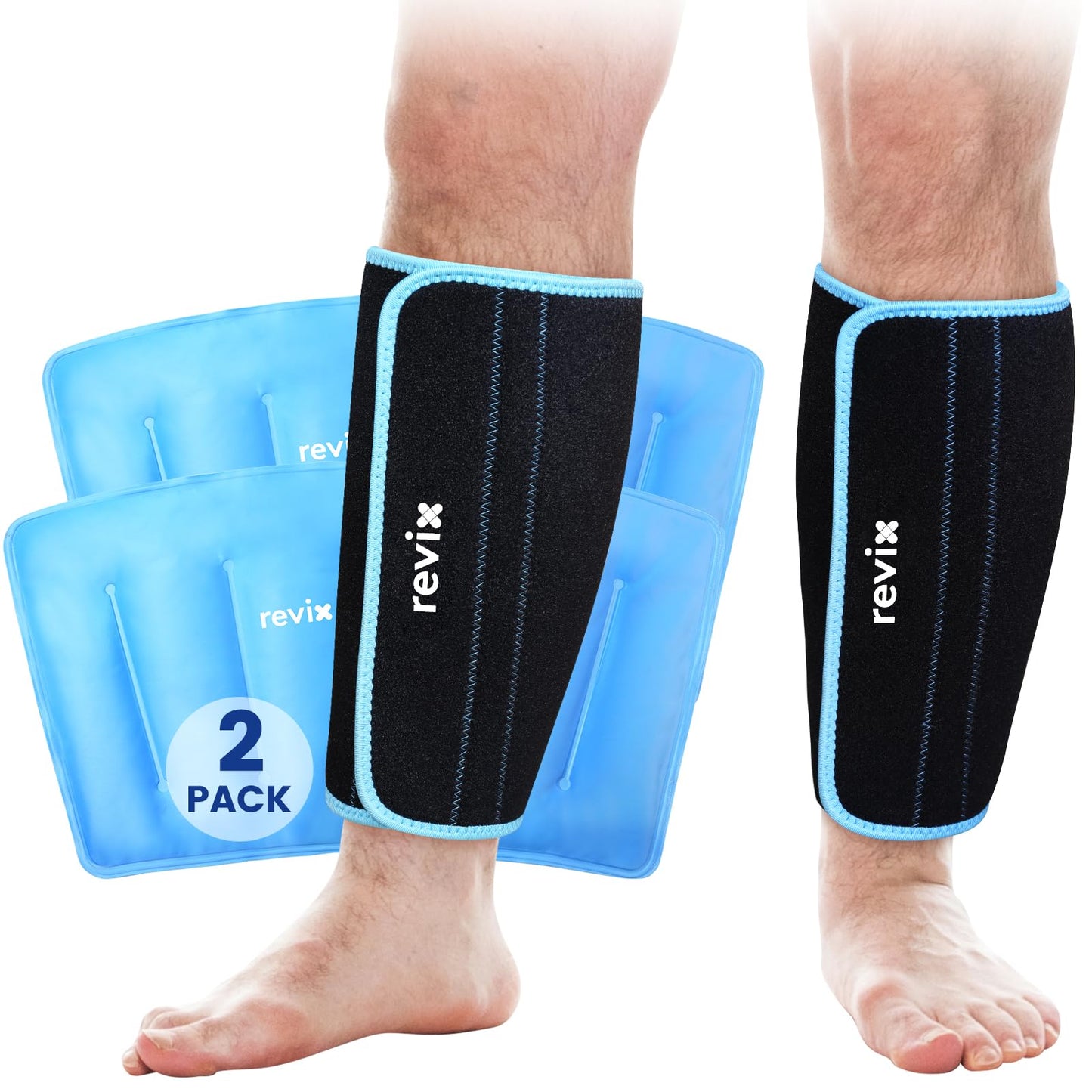 REVIX Shin Ice Pack Reusable Leg Ice Pack Wrap Cold Therapy Compression Sleeve N25
