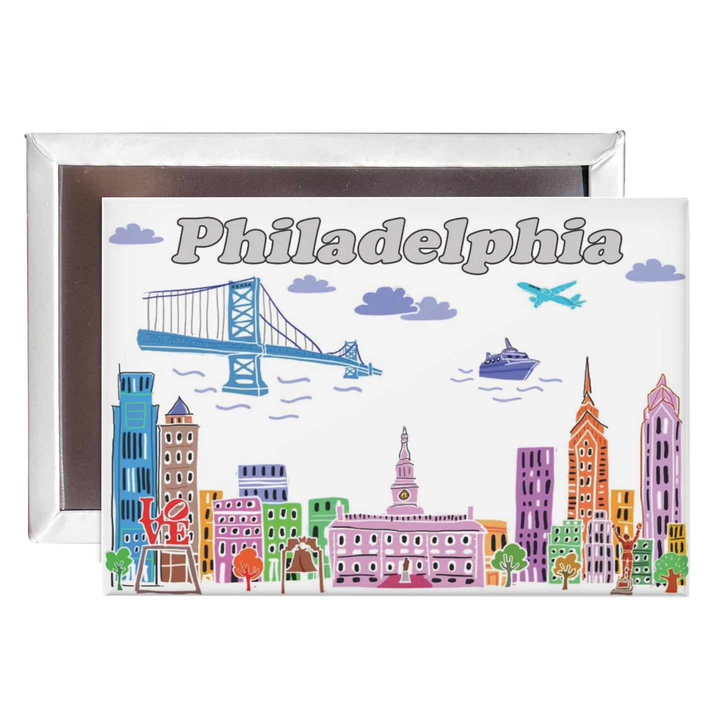 City Themed Artwork Magnet Collection by Beary Blu - Designed in The USA, Collectible Souvenirs Gifts 2.5" x 3.5" (Dallas) BST220