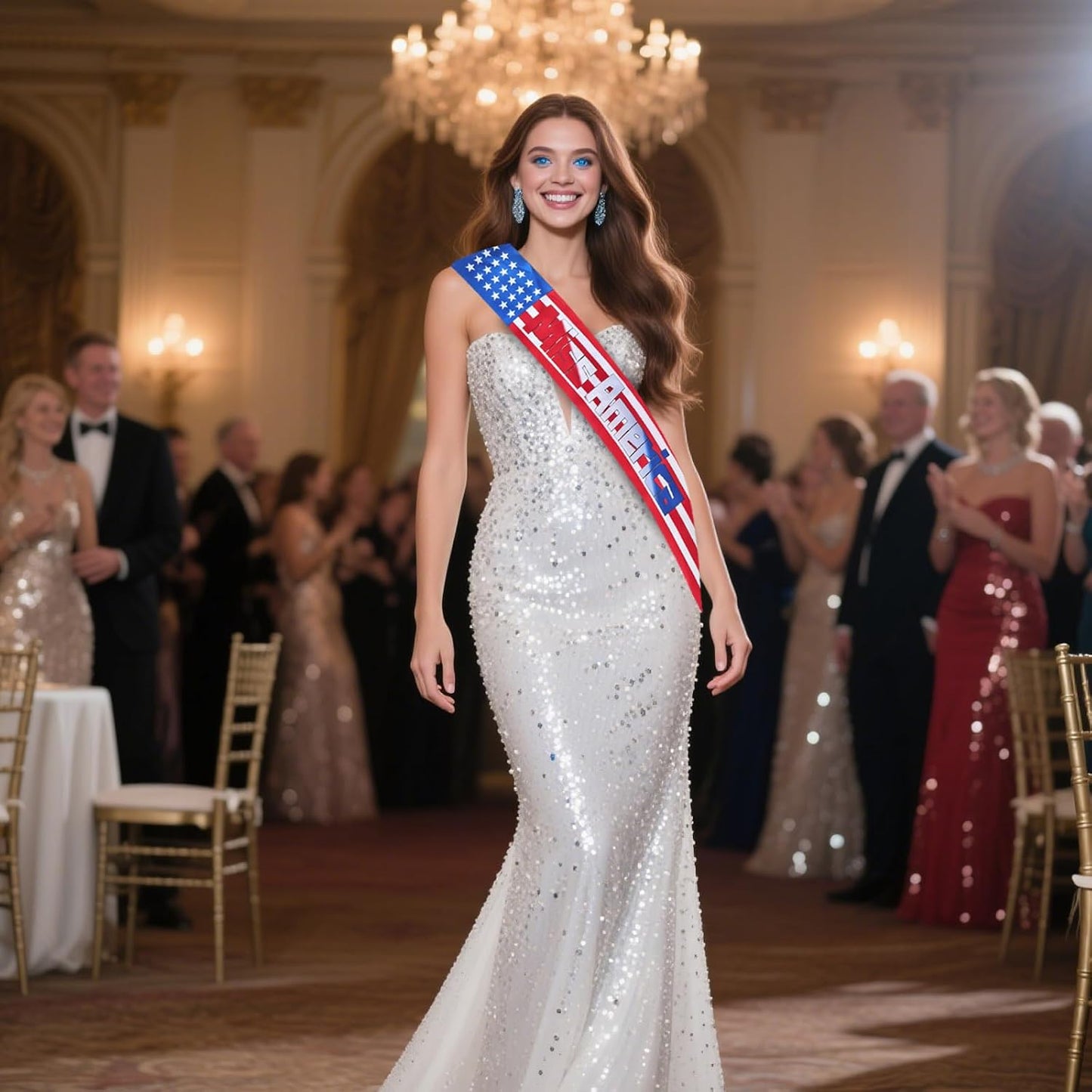 Miss American Sash, American (USA) Flag Sash, Independence Day BST220