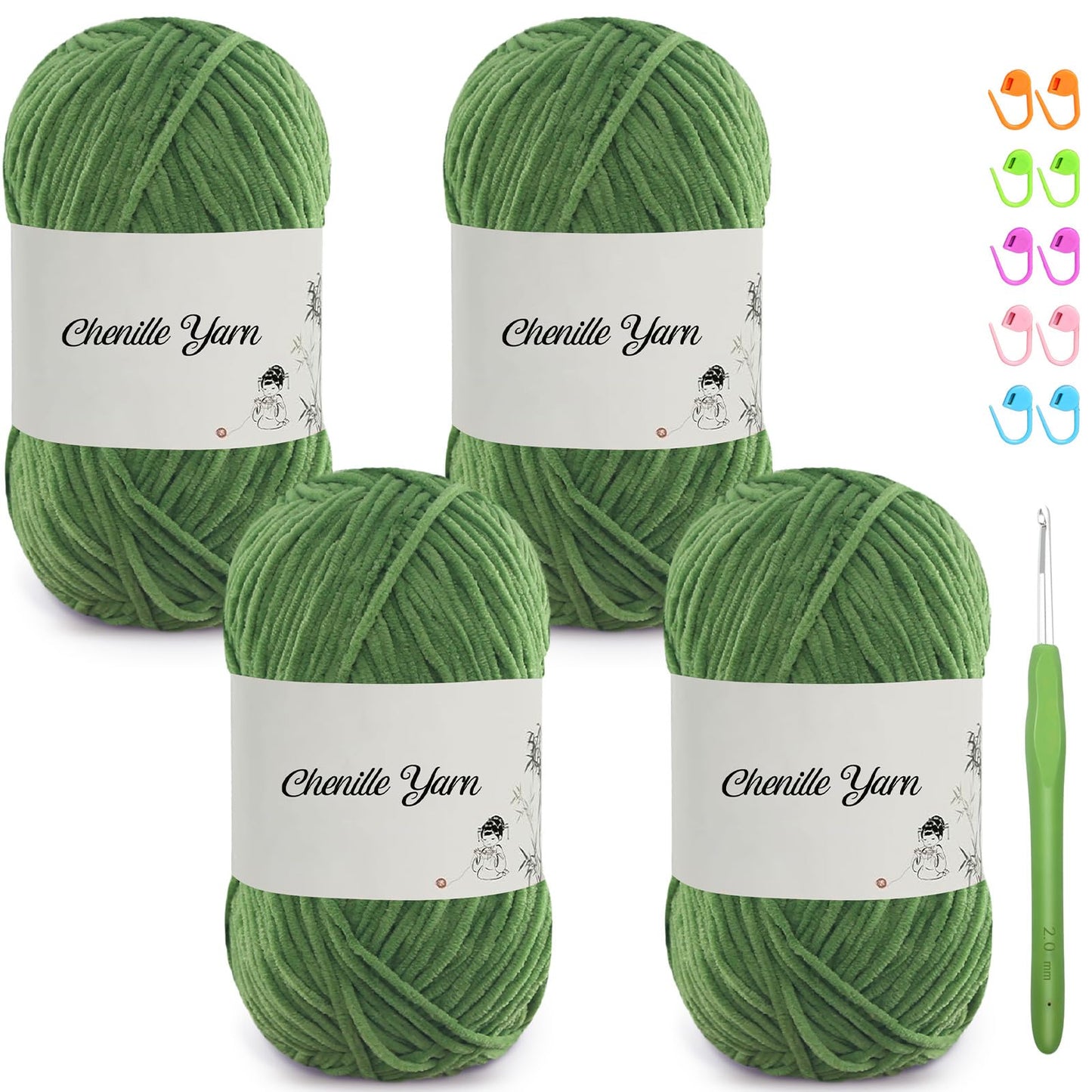 4 Pack of 1.76oz Chenille Yarn for Crocheting,158yards Soft Fluffy Velvet Yarn, Ideal Crochet for DIY Baby Blankets Toys Scarves Throw Pillows Hats Cushions(Purple) BST326L