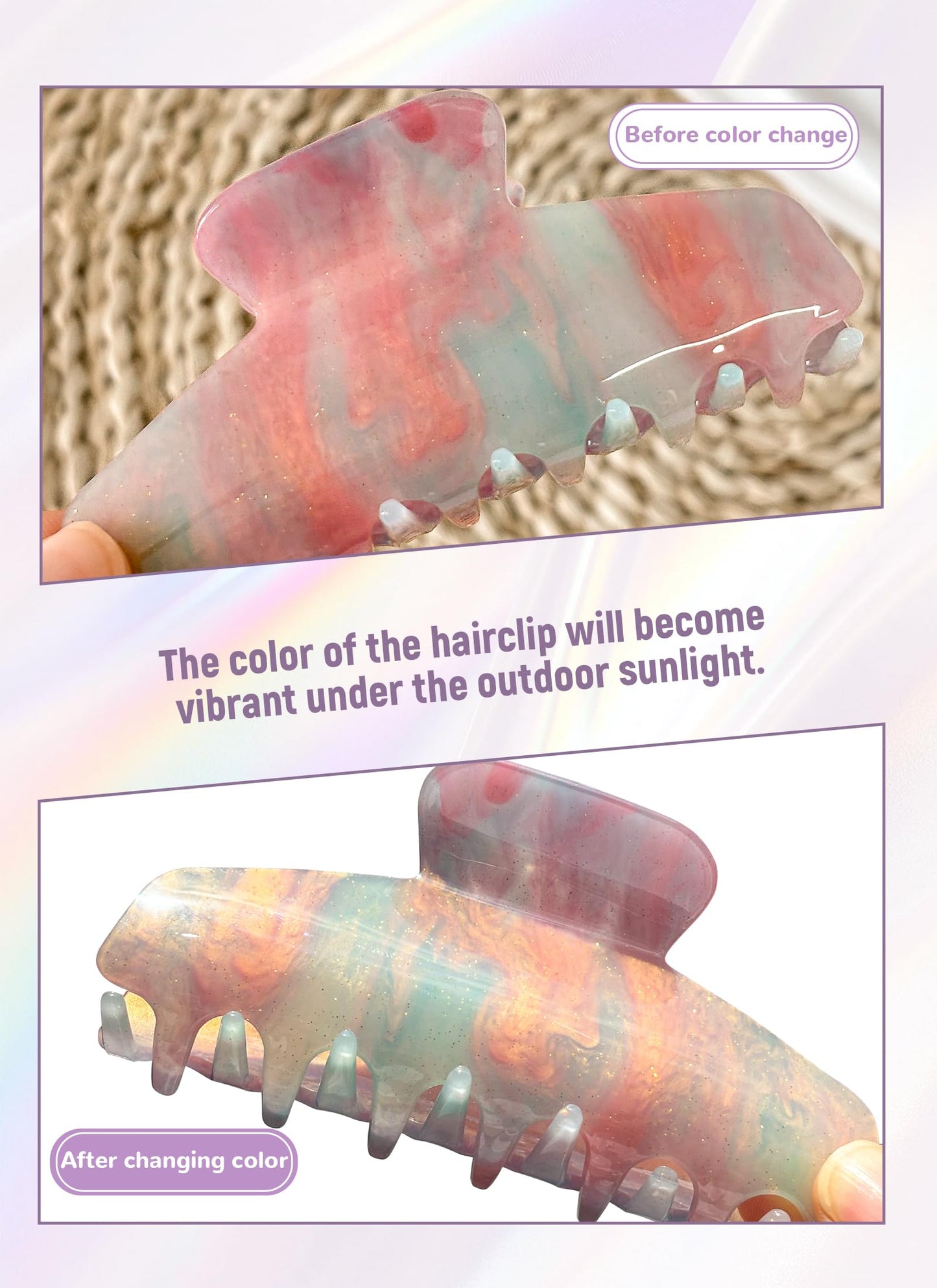 2 Pack Large Acrylic Hair Claw Clips for Women - 4.3 Inch Strong Hold Nonslip Hair Clips Big Claw Barrettes for Thick Thin Hair, Cute Durable Jaw Clips for Women Girls WN420