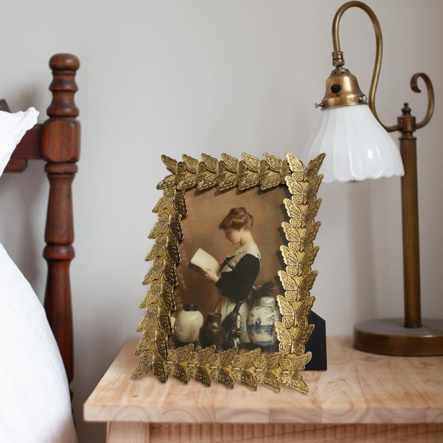 5x7 Wedding Picture Frame Gold,2 Pack Small Frame for Gallery Decor | Durable Resin Material,Tabletop & Wall Display,Real Glass,Rose Floral Design,Antique Brass Finish,Wedding Arrangement Decor BST326H