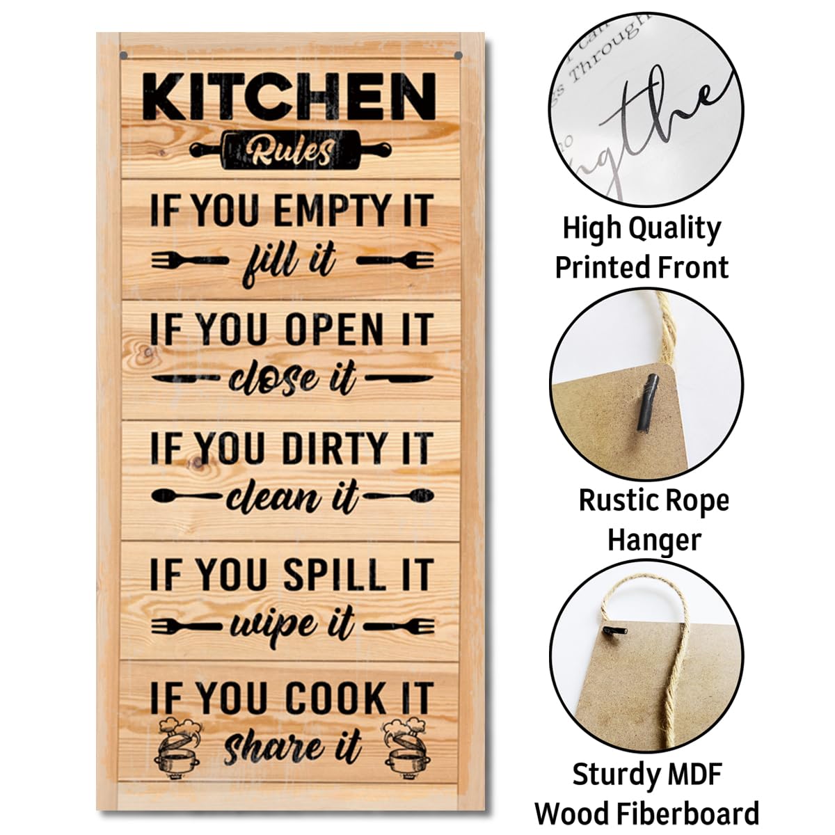 Rustic & Funny Bathroom Signs - Western & Farmhouse Bathroom Rules Wall Decor E1 BST202