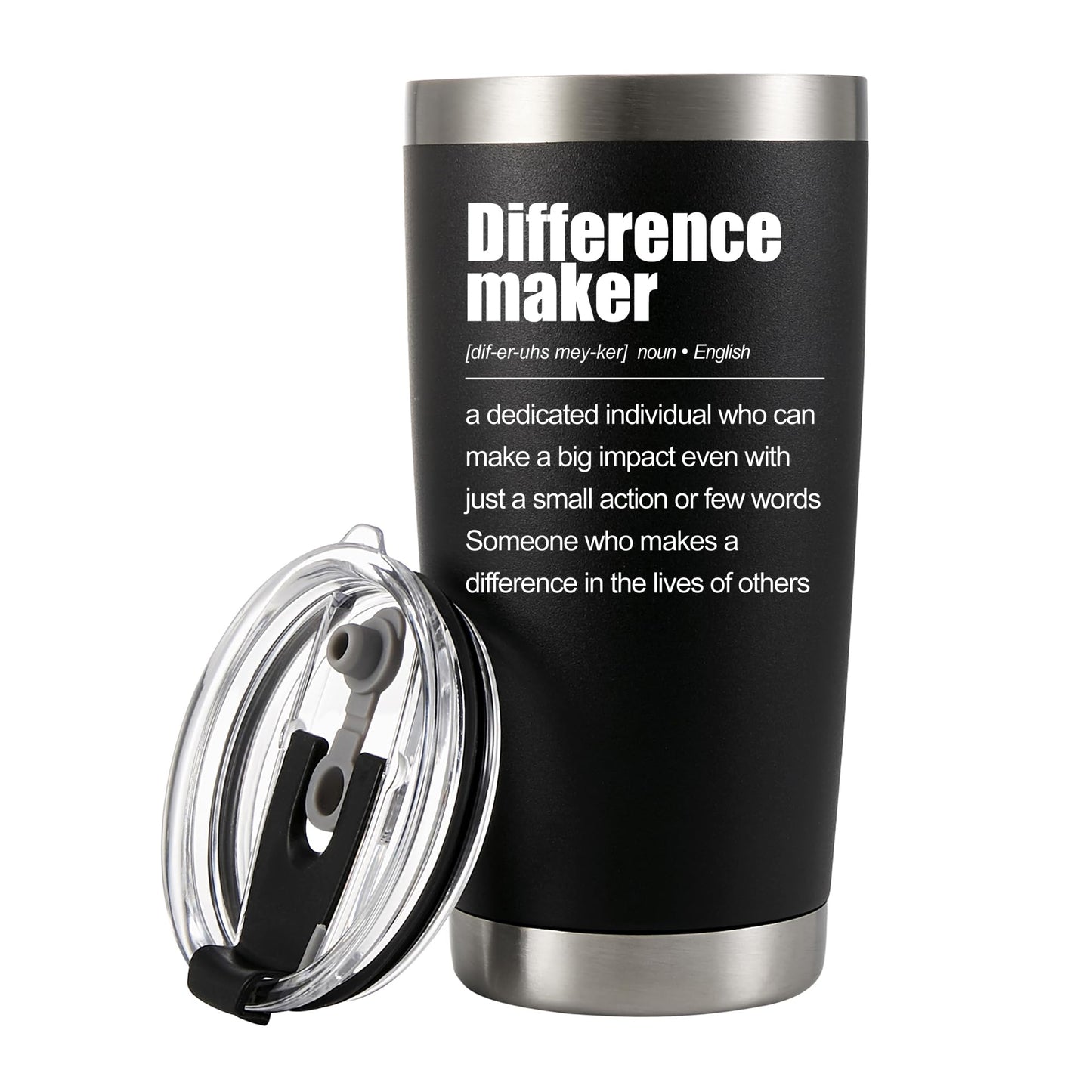 Panvola Difference Maker Definition Tumbler Inspirational Gifts For Women Men Retirement Gifts Coworker Leader Teacher Vacuum Insulated Travel Mug With Straw (Black, 30 oz) BST220