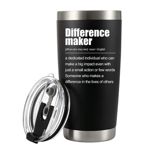 Panvola Difference Maker Definition Tumbler Inspirational Gifts For Women Men Retirement Gifts Coworker Leader Teacher Vacuum Insulated Travel Mug With Straw (Black, 30 oz) BST220
