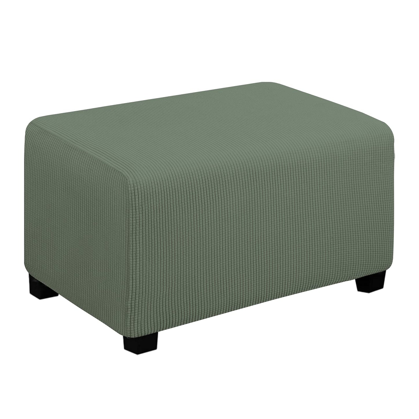 Easy-Going Stretch Square Ottoman Cover 15x15x15inch Dark Blue | Folding Storage Footstool cover Furniture Protector Soft Rectangle slipcover with Elastic Bottom BST202