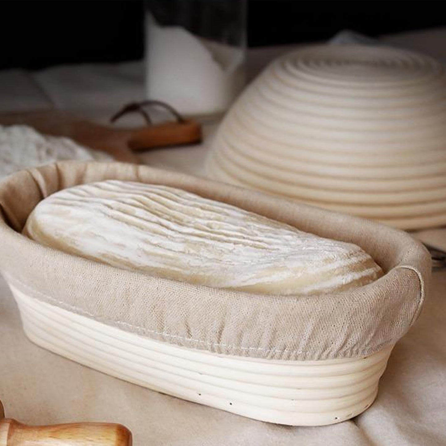 3 Pack Banneton Liner Reusable Banneton Bread Proofing Basket Liners Non-Stick Dough Cloth Cover for Bread Banneton Basket Round Oval Sourdough Proofing Bowls Rattan Sourdough Rising Baskets BST326L