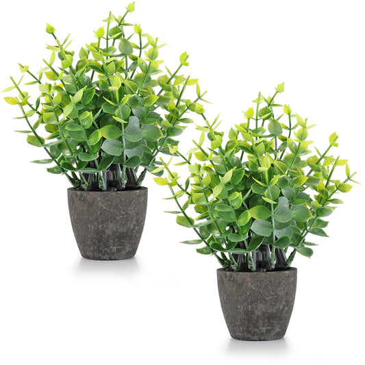 FAVOWREATH 2 Pack Small Fake Plants Potted Artificial Plants Indoor for Home Decor Office Room Farmhouse Indoor Table Bathroom Decor BST220