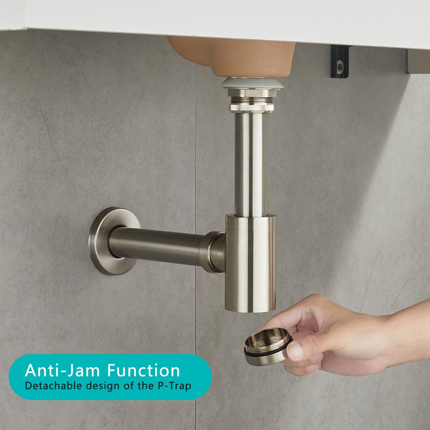 Solid Brass Adjustable 1-1/4 Bottle Trap with Overflow Drain Stopper Set, Bathroom Sink P-Trap Complete Set Sink Drain Kit Tube, Antique BST220