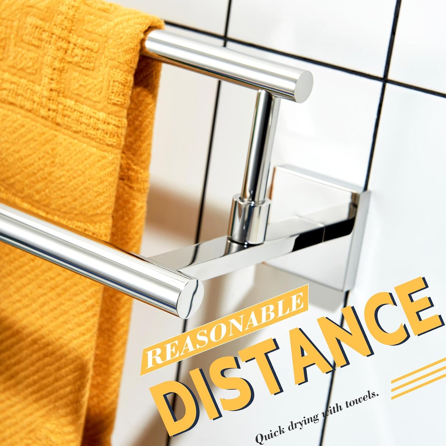 KOKOSIRI Towel Bars Chrome 16-Inch Bathroom Double Towel Holder for Garage Kitchen Toilet Wall Mount Polished Stainless Steel B5009CH-L16 BST202