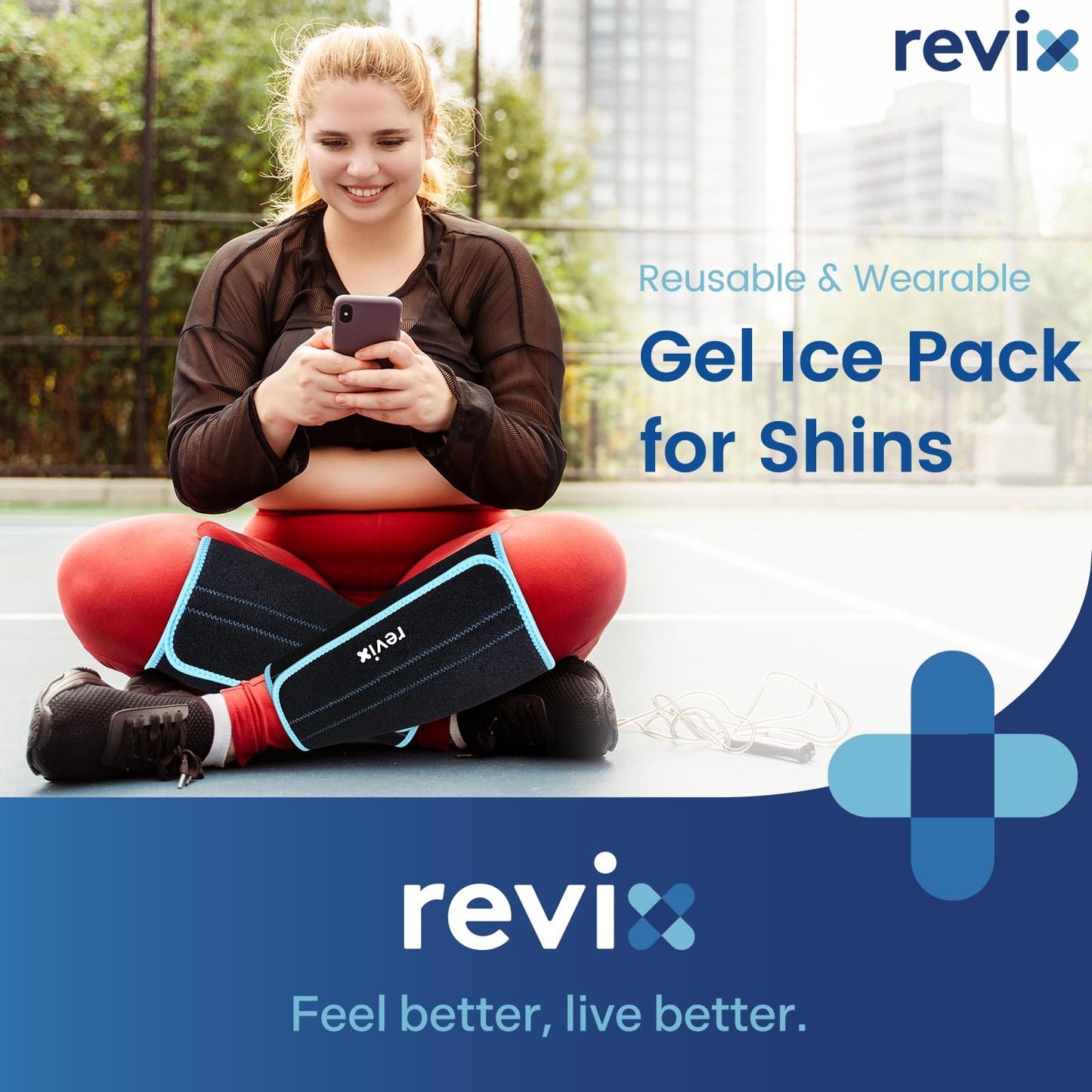 REVIX Shin Ice Pack Reusable Leg Ice Pack Wrap Cold Therapy Compression Sleeve N25